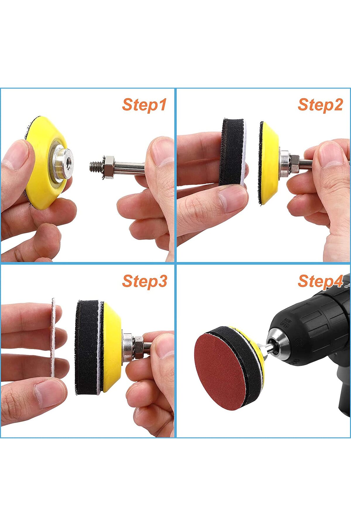 Dremel Tarzı Mini Kalıpcı Vız Vız Için 5cm ve 2.5cm Cırtlı Zımpara Pedi Zımpara Tabanı seti 4 parça