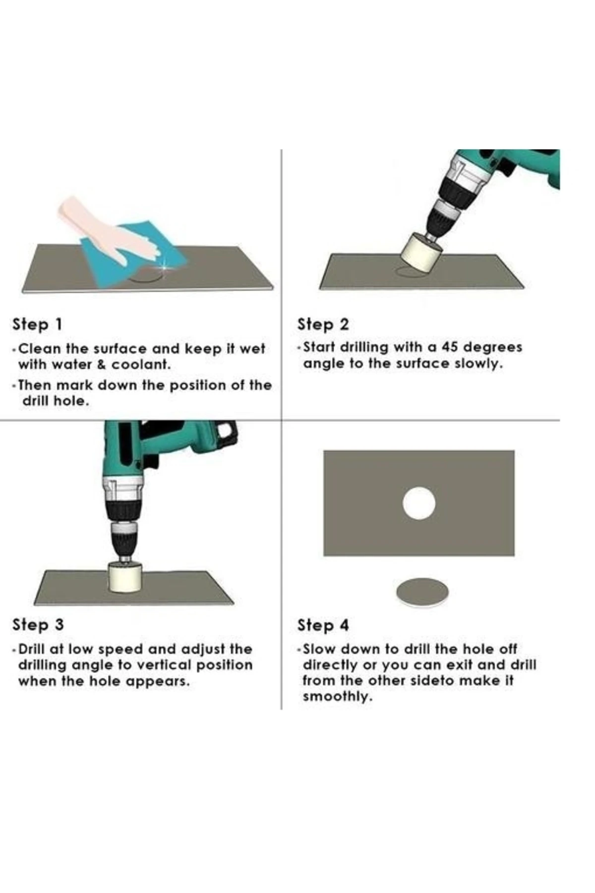 Mermer Granit Fayans Porselen Cam 33mm Yuvarlak Delme Pancı Elmas Uçlu Delik Açma Karot Matkap Ucu