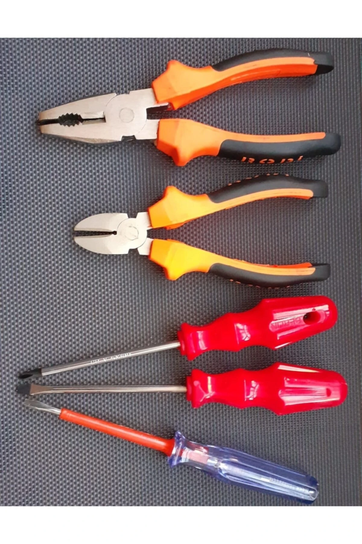 Pense Yan Keski Seti Manyetik Düz Yıldız Tornavida Kontrol Kalemi Takımı 5 Parça Izoleli Set