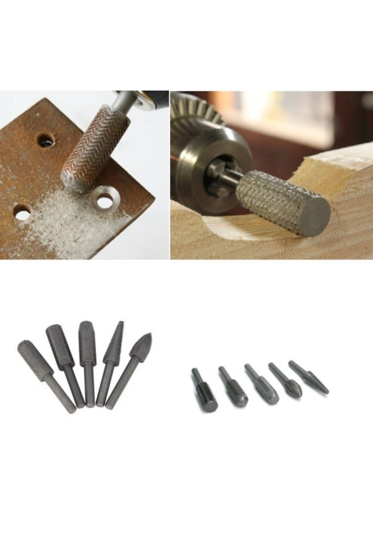 Matkap Için Eğe Törpü Seti Ahşap Metal Ince Diş Aşındırma Törpüleme Freze Uç Seti 5 Parça