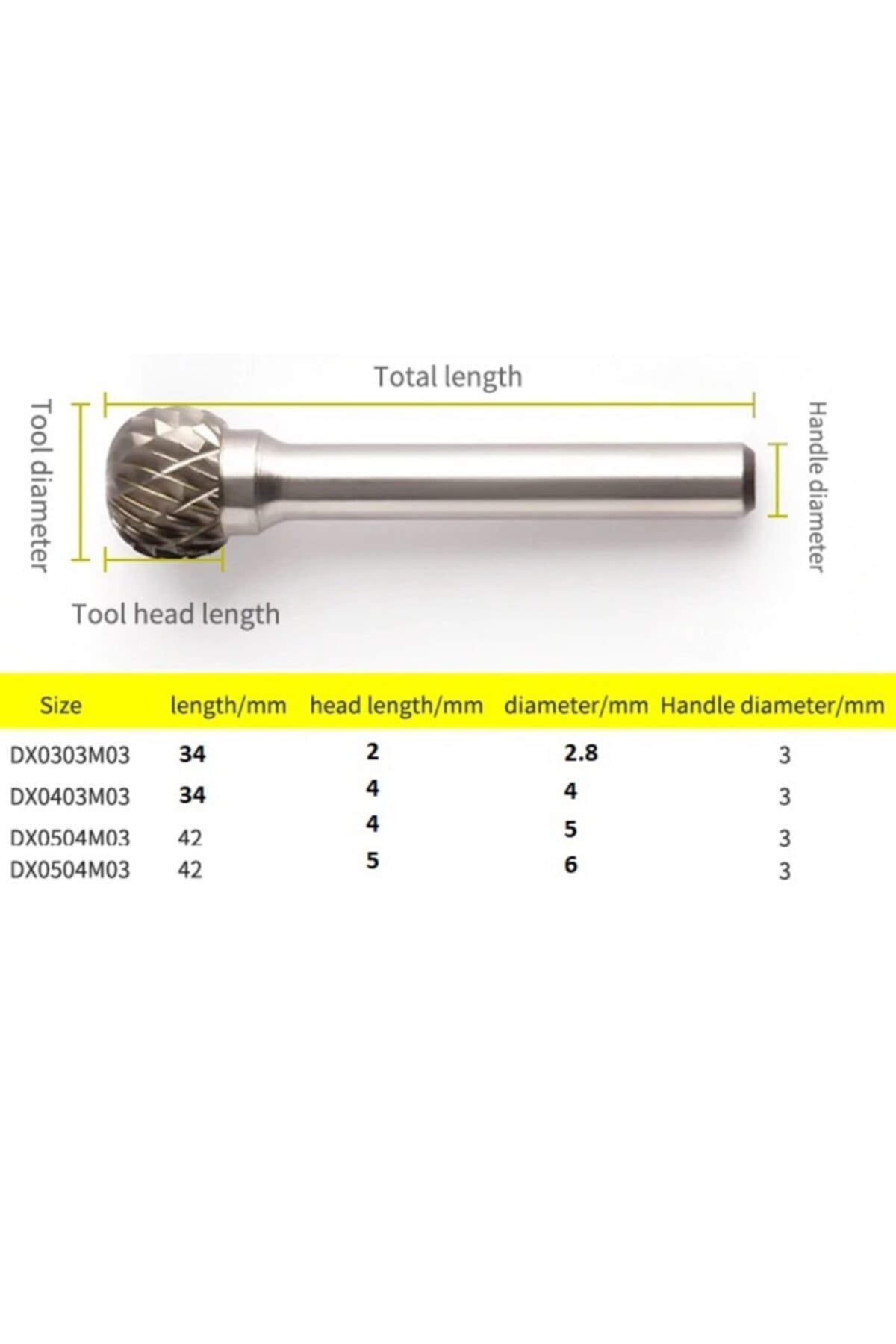 Kalıpçı Taşlama Cnc Karbür Freze Uç Seti Yoğun Çelik Tungsten Yuvarlak Kafa Carbide Uç Seti 4 Parça