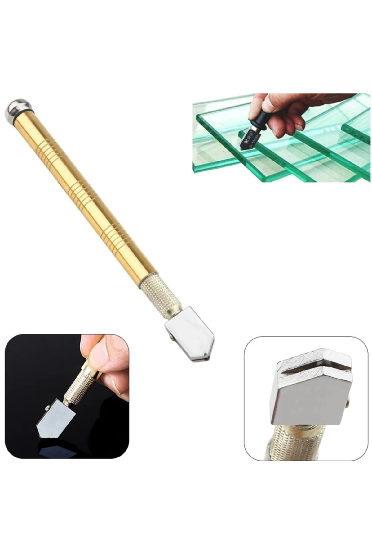 Elmas Kalem Cam Kesici Fayans Kesici Kendinden Yağlama Yağı Besleme Uçlu Cam Kesici Metal Saplı