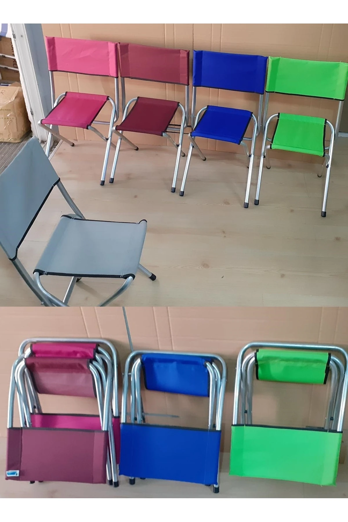 Katlanır Balıkçı Taburesi Piknik Kapm Plaj Doğa Araç Bagajı Metal Ayaklı Sırt Dayanmalı Mavi Kumaş