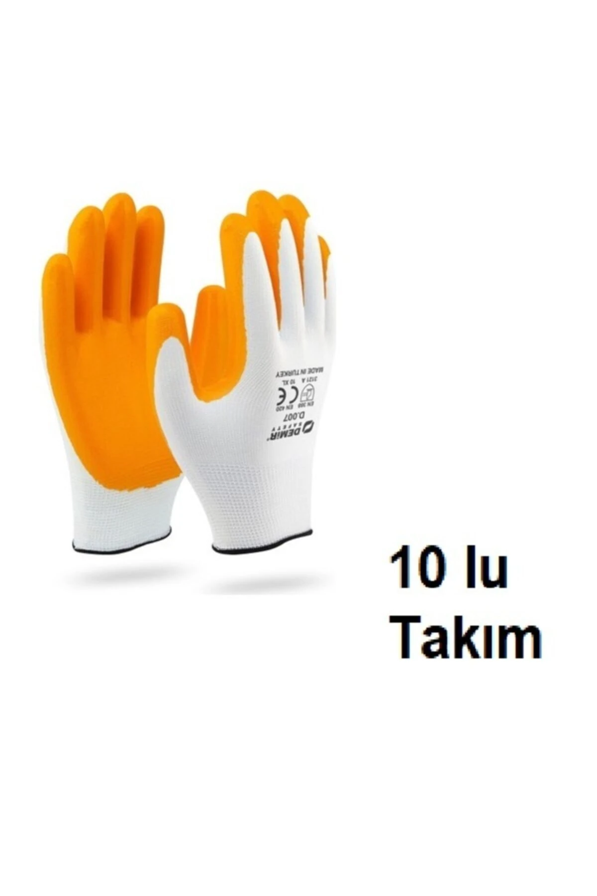 Demir Çalışma Koruyucu Nitril Eldiven Seti 10 Lu Takım Eldiven Xl Pamuklu Örme Lateks Kaplama