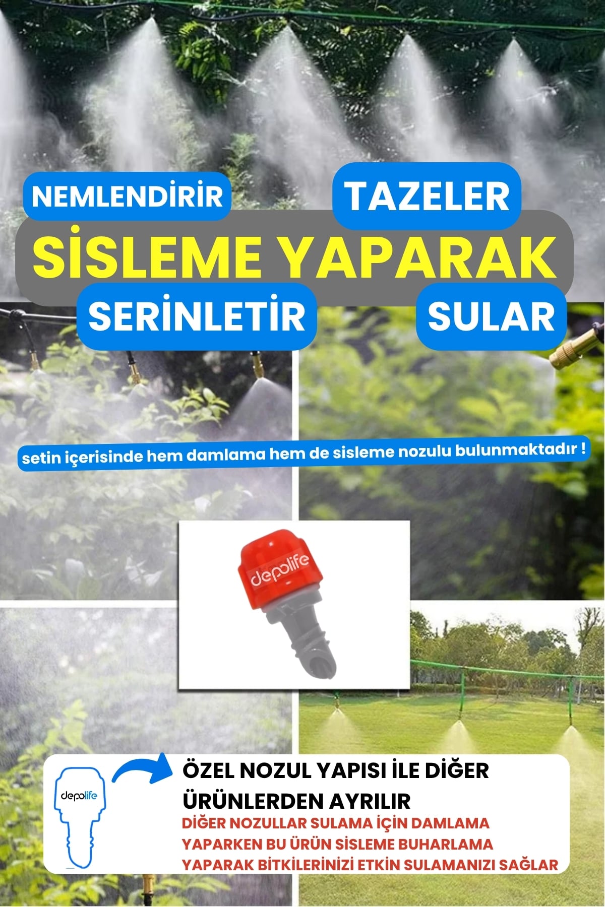 Bahçe Balkon Veranda Sera Bitki Çiçek Damlama Nemlendirme Sulama Sisleme Püskürtme Hortum Sistemi