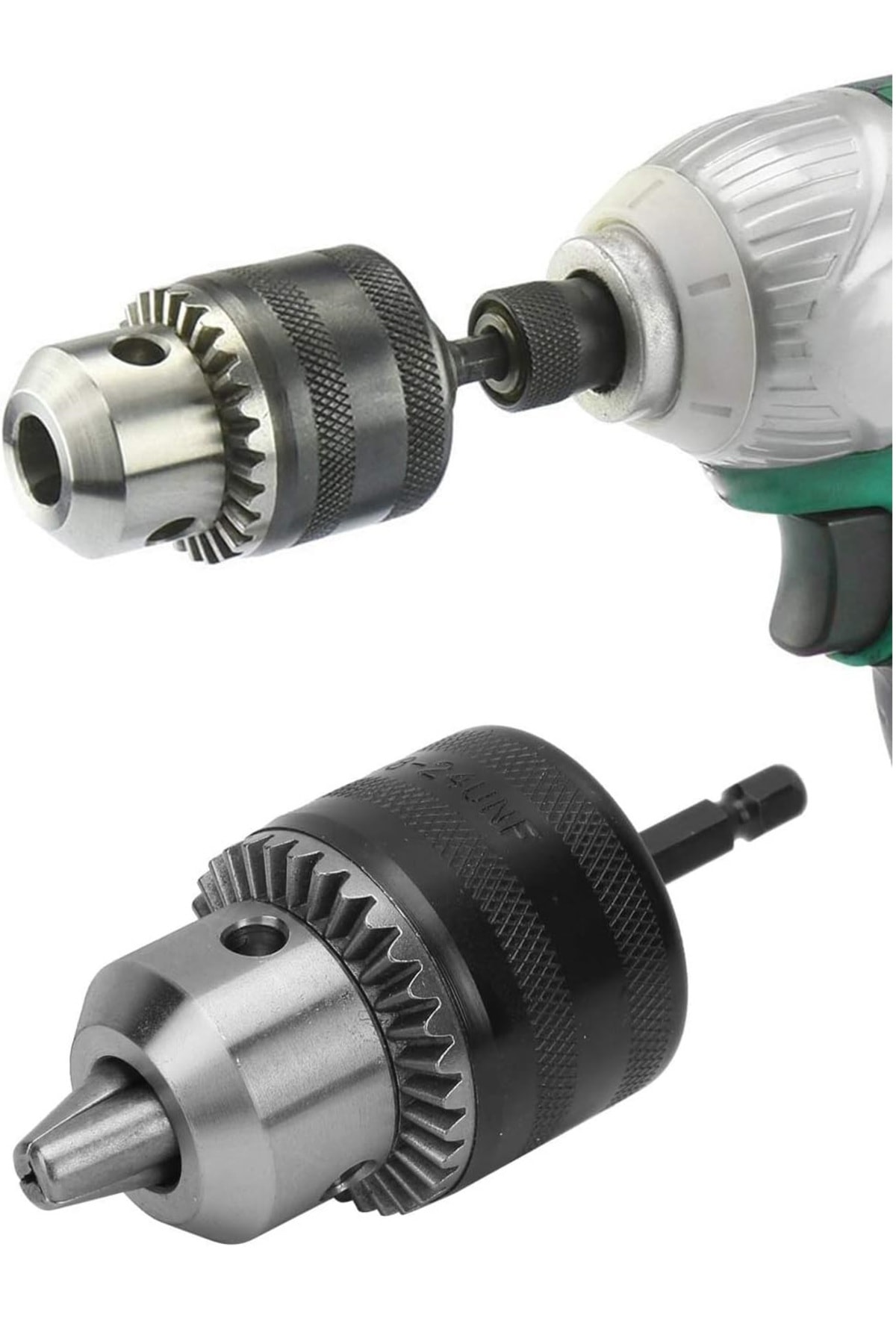 hex Matkap için 6gen Mandren ve adaptör 3/8 Dişli 1,5-10mm Kapasiteli Altıgen Şaftlı anahtarlı set