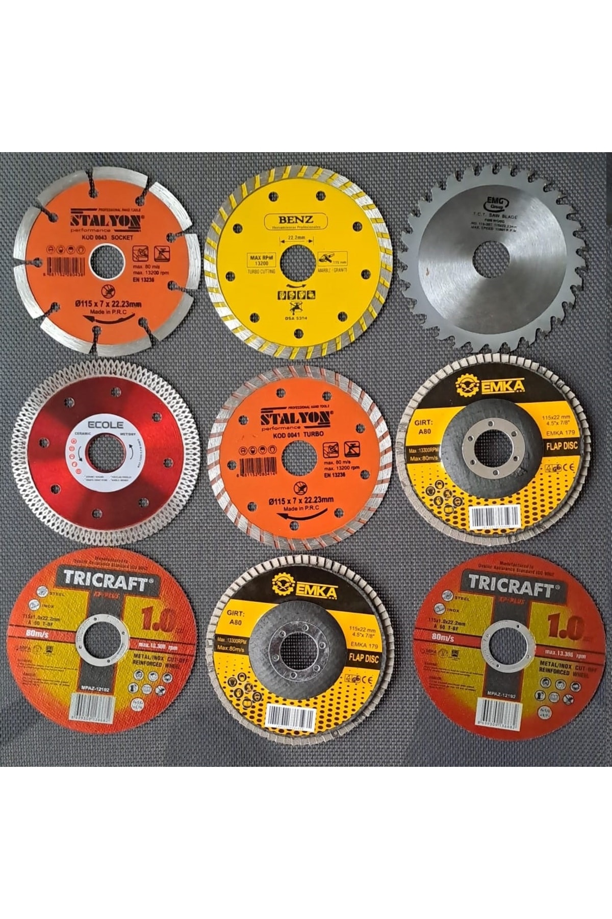 Ahşap Metal Mermer Granit Seramik kesici disk Seti Kesme Zımparalama Daire Disk Bıcak 115mm ispirel