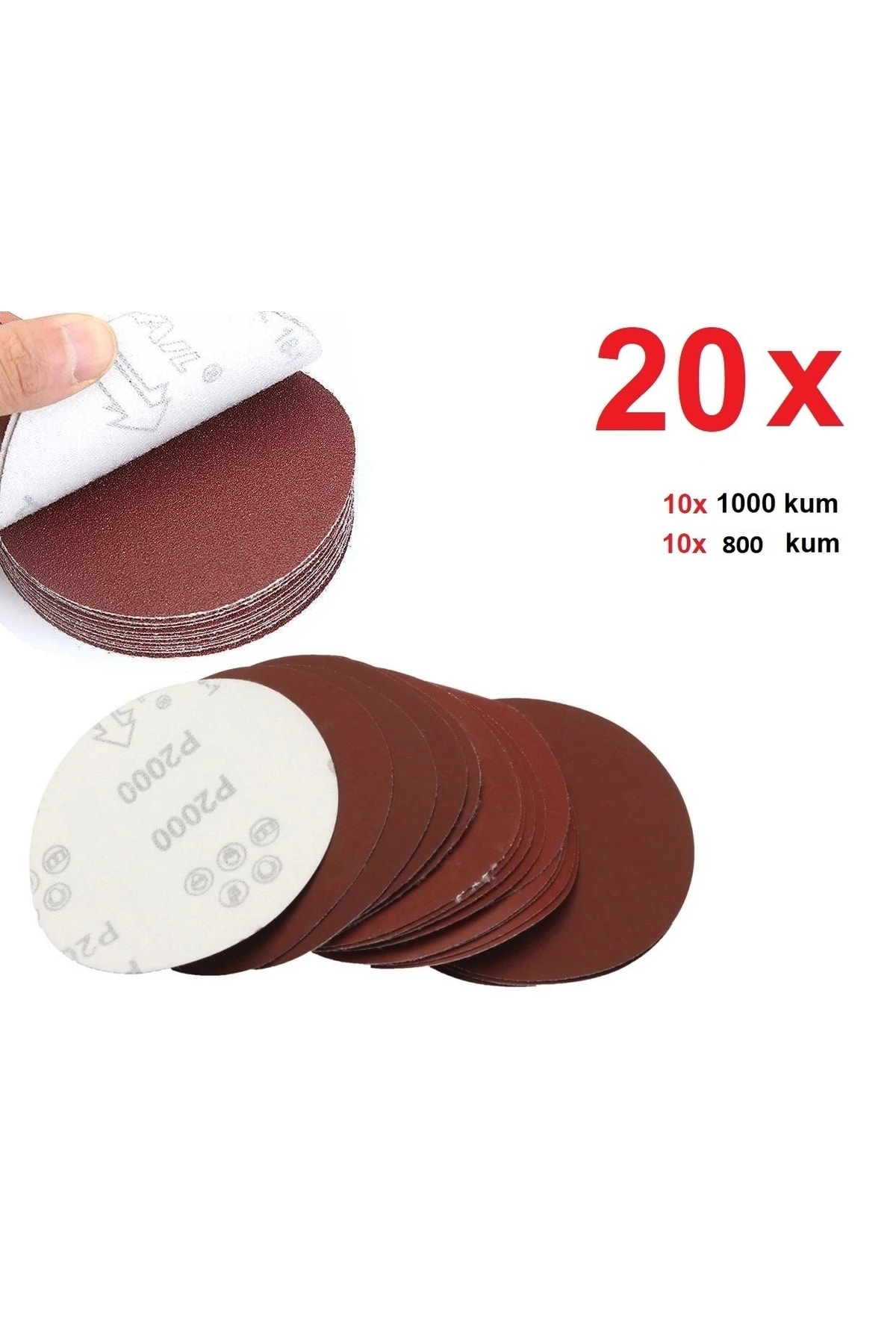 115mm Cırt Taban 20 Adet Zımpara Takımı 1000 Kum 800 Kum Kuru Zımpara Seti Matkap Adaptörlü Polisaj