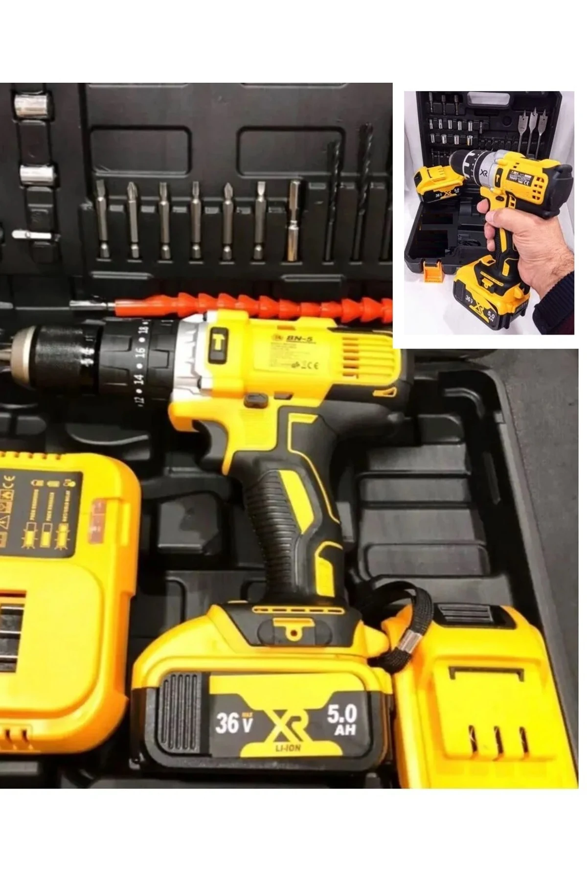 Şarjlı Matkap Için Yedek Batarya 18v 21v 36v Volt Şarjlı Makine Aküsü 10lu 18650 pil grubu 5.0 Amper