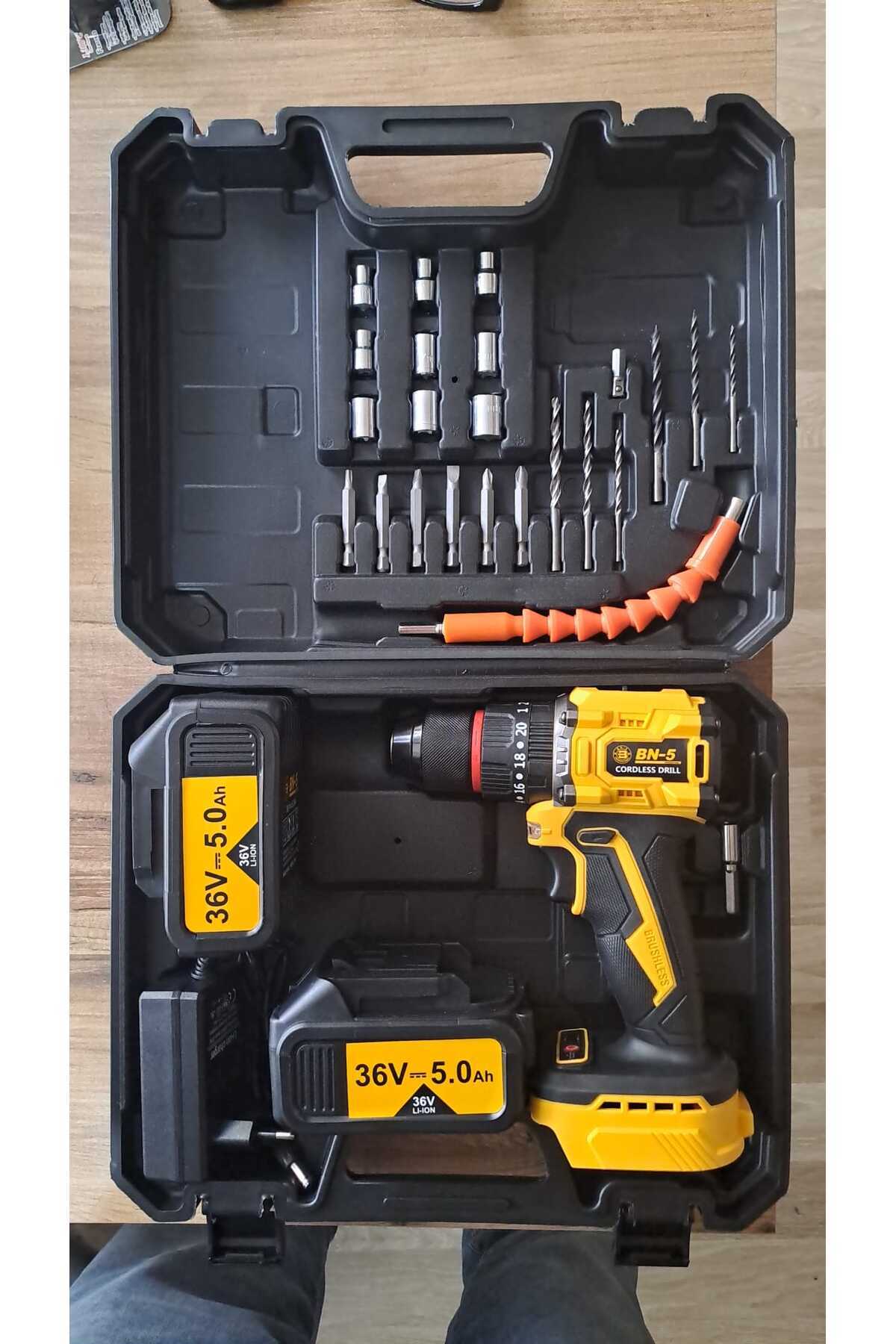 Fırçasız Professionel Şarjlı Matkap 2 Akülü Darbeli Torklu Şanzımanlı Otomatik Kilitlemeli Mandren