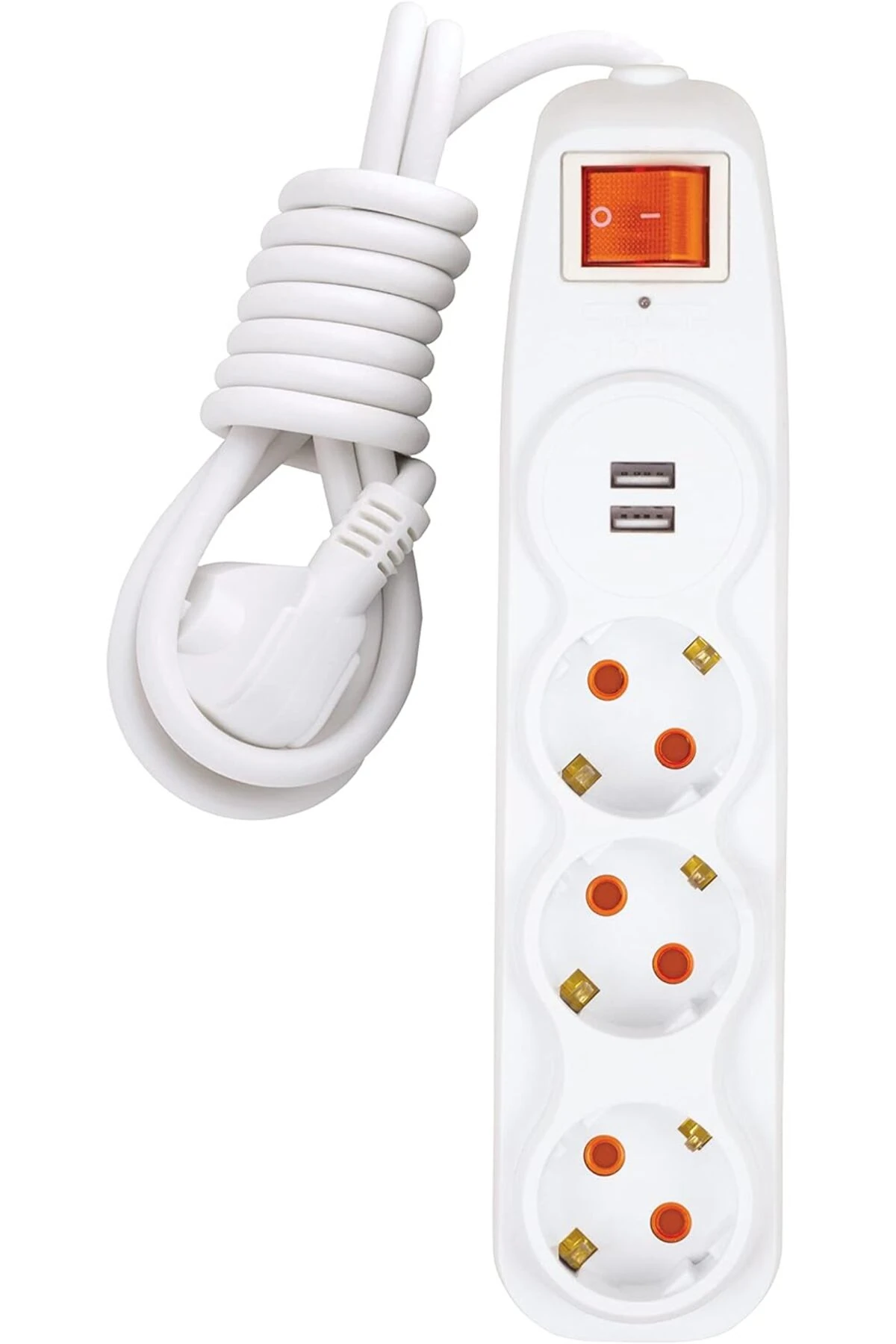 Üçlü Grup Priz Çocuk Akım Korumalı 2'li Usb'li 1,5 Mt Uzatma Kablolu Anahtarlı