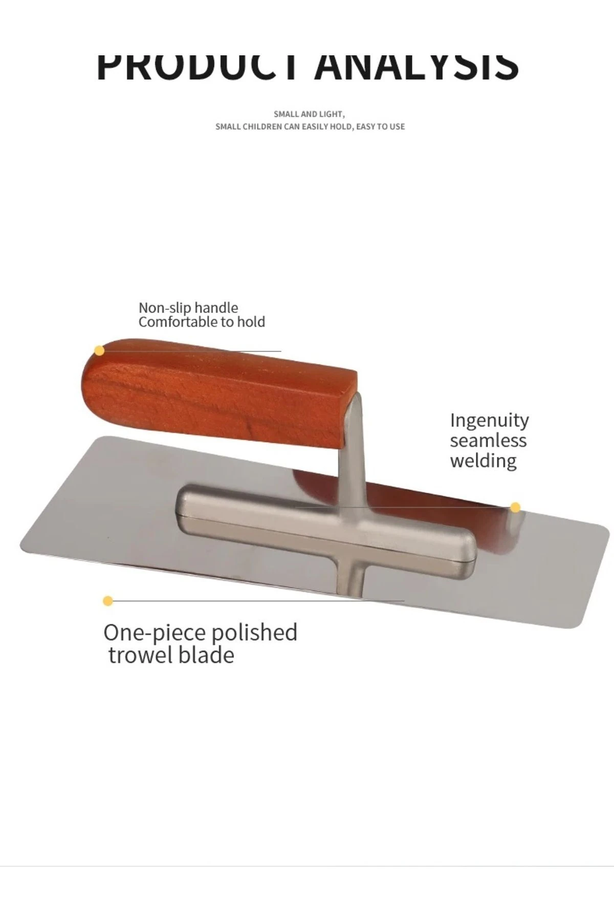 Çelik Alçı Kaleterasit Malası Ahşap Sap Sıyırma Düzeltme Sıvacı Harç Alçıpan Sonlama Malası 24 Cm