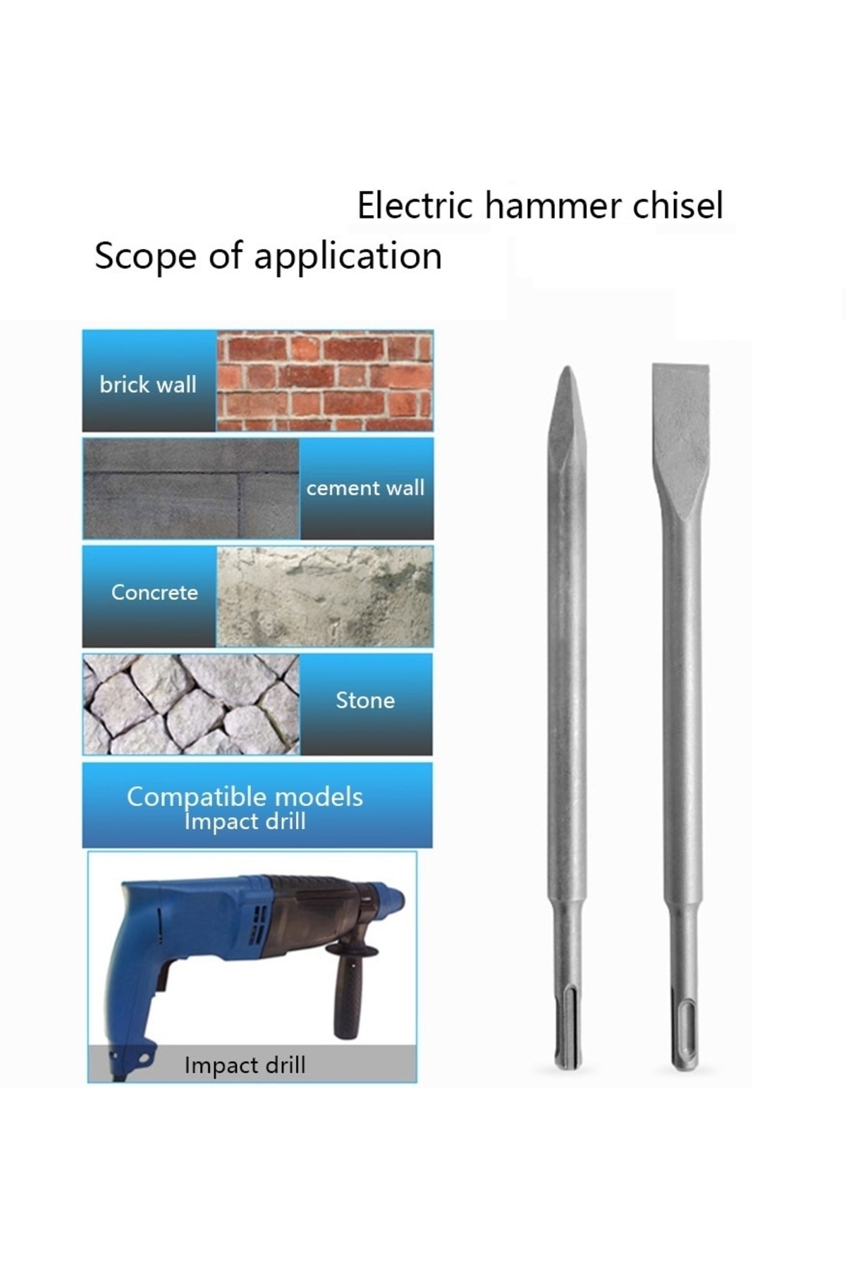 Kırıcı Delici Matkap Için Sds Plus Matkap Uç Seti Murç Keski 1/4 Hex Vidalama Adaptörü 3 Parça