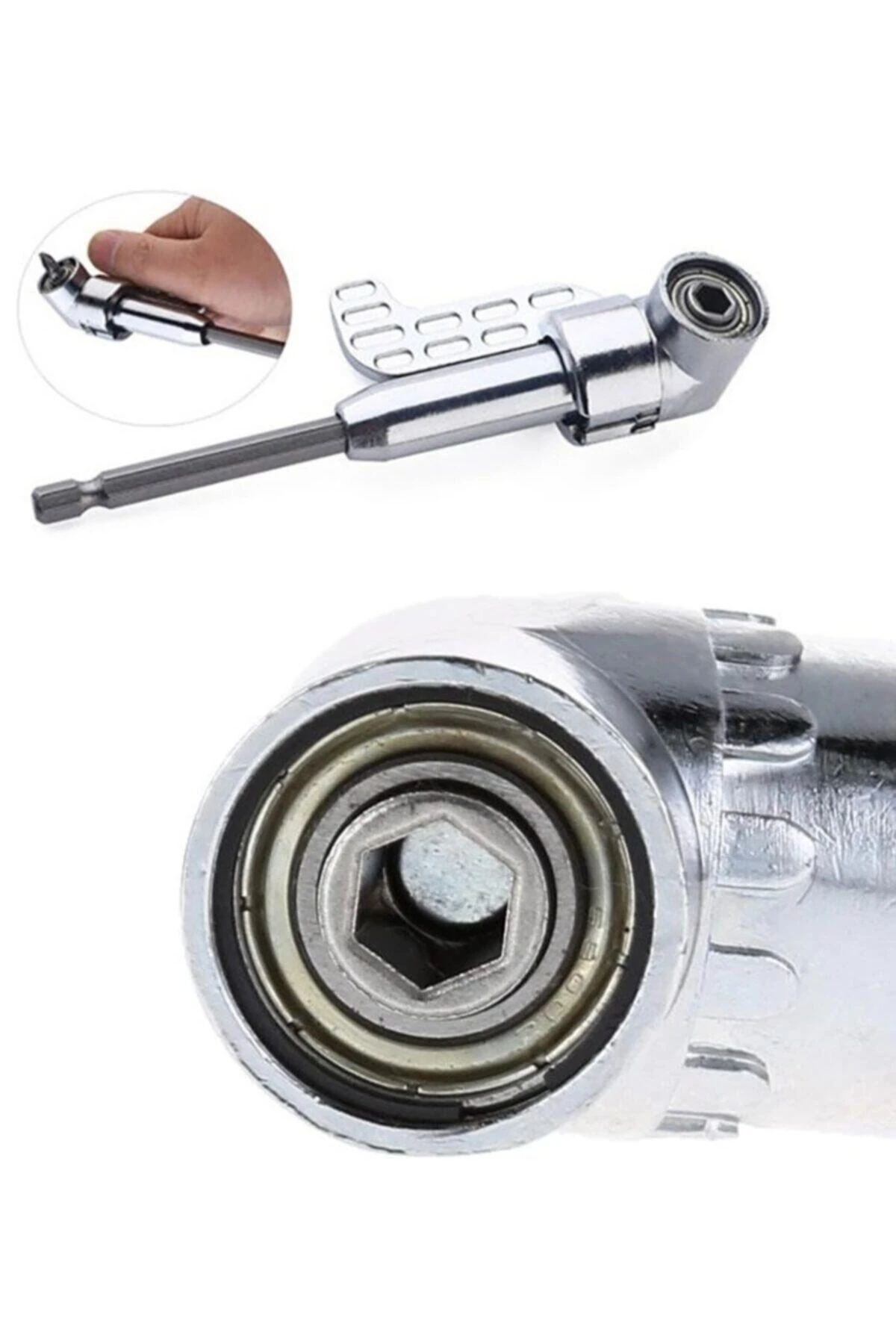 Köşe Vidalama Delme Kör Nokta Aparatı 1/4 Hex Matkap Adaptörü Kısa Ve Uzun Altıgen Girişli 2li Set