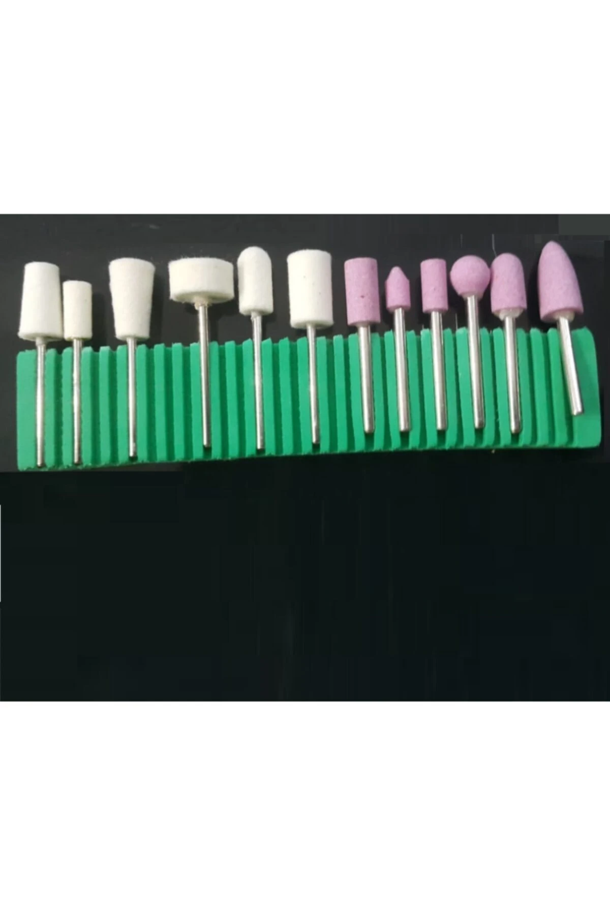 12 Parça Protez Tırnak Kuru Manikür Pedikür Temizleme Parlatma Seti Taş Zımpara Ve Keçe Seti