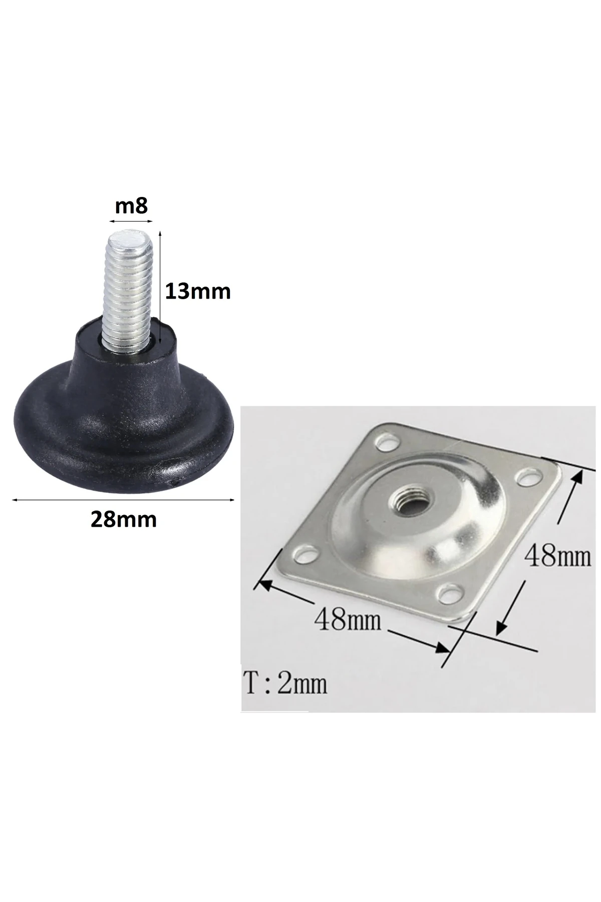 Mobilya için ayarlı ayak montaj braketi ve papuç seti 4 lü set Dolap Şifonyer ayarlanabilir Ayağı