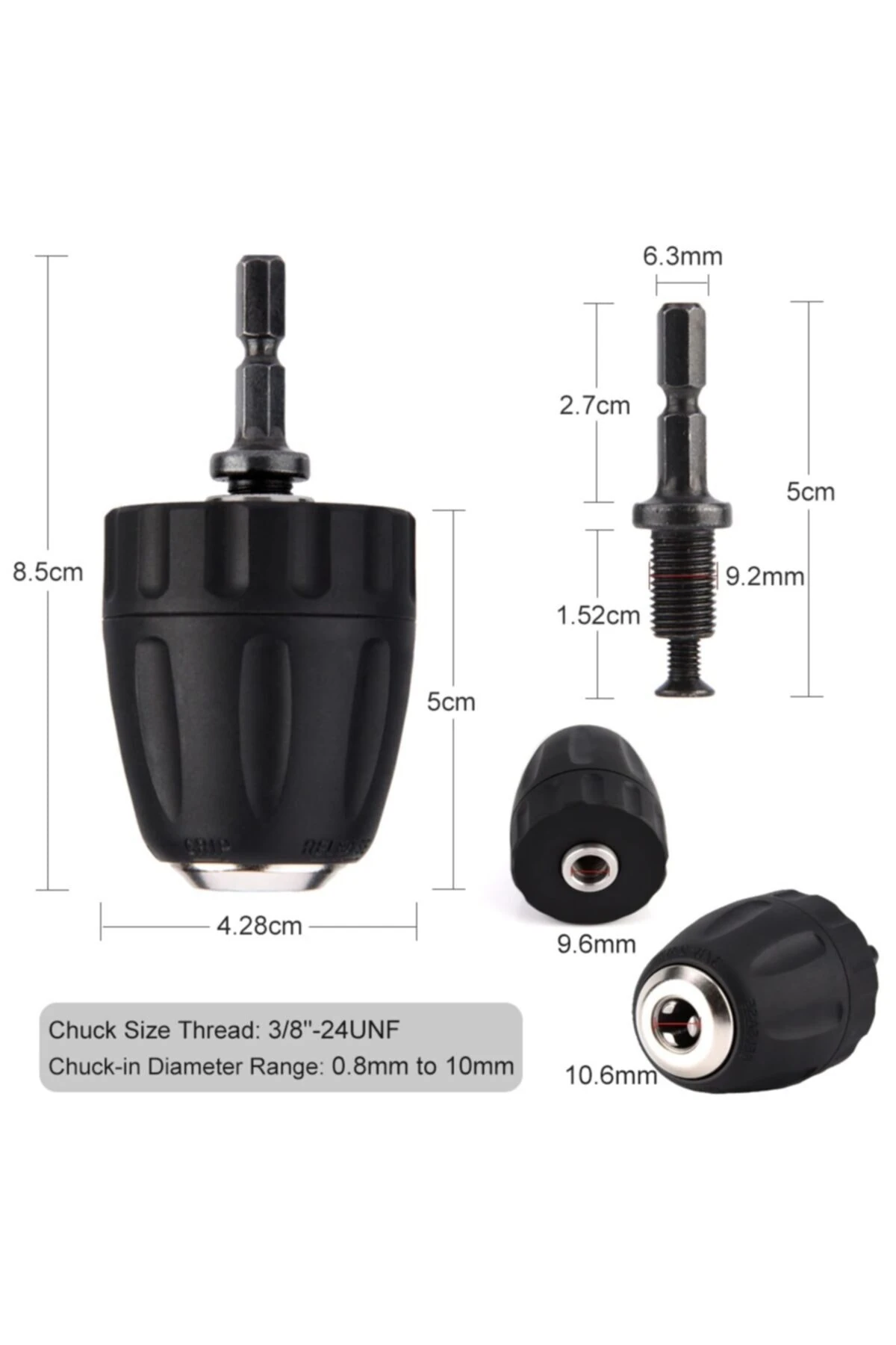 Şarjlı Vidama Matkap Için 1/4 Hex Adaptörlü Mandren 10mm 3/8 Mm Otomatik Anahtarsız Süpra Mandren