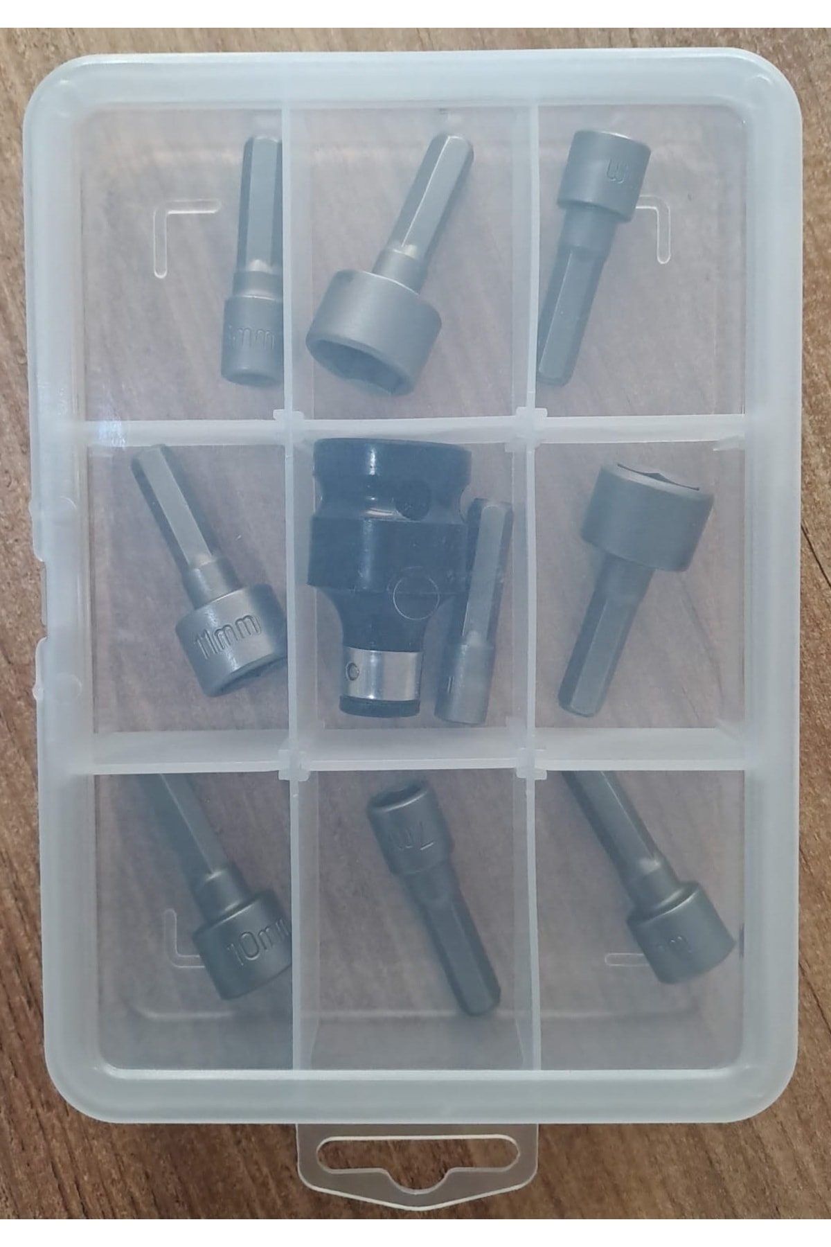 Somun Sökme Sıkma Torklu Makine için 9 adet lokma seti ve bits Adaptör 1/2 Hex