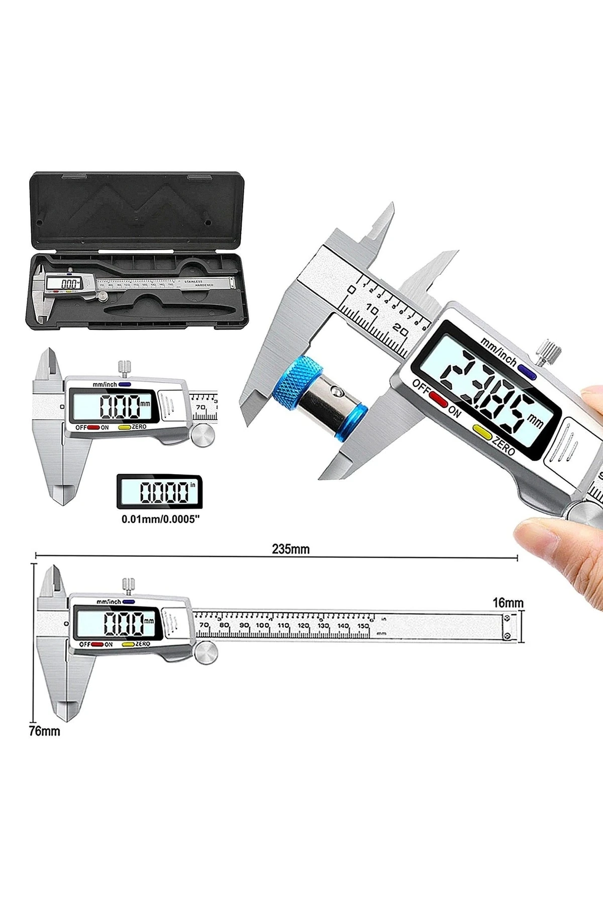 Metal Kumpas Kalınlık Ölçer Mikrometre Dijital Çelik Kumpas 0,01mm Hassasiyet Kompratör