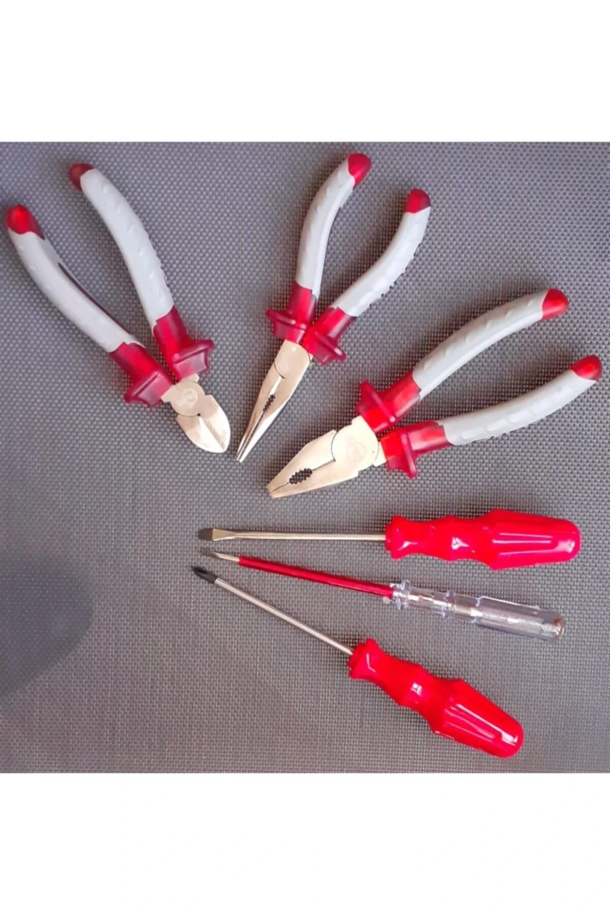 Pense Yan Keski Seti Manyetik Düz Yıldız Tornavida Kontrol Kalemi Takımı 6 Parça Izoleli Set