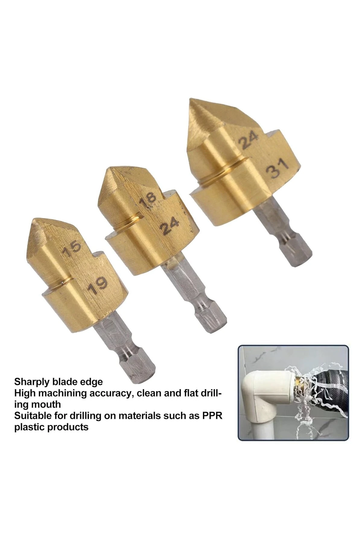 Pvc Boru Havşası Pprc Boru Onarımı Için Rayba 3lü Matkap Uc Boru Tamir Delme Genişletme Tıraşlama