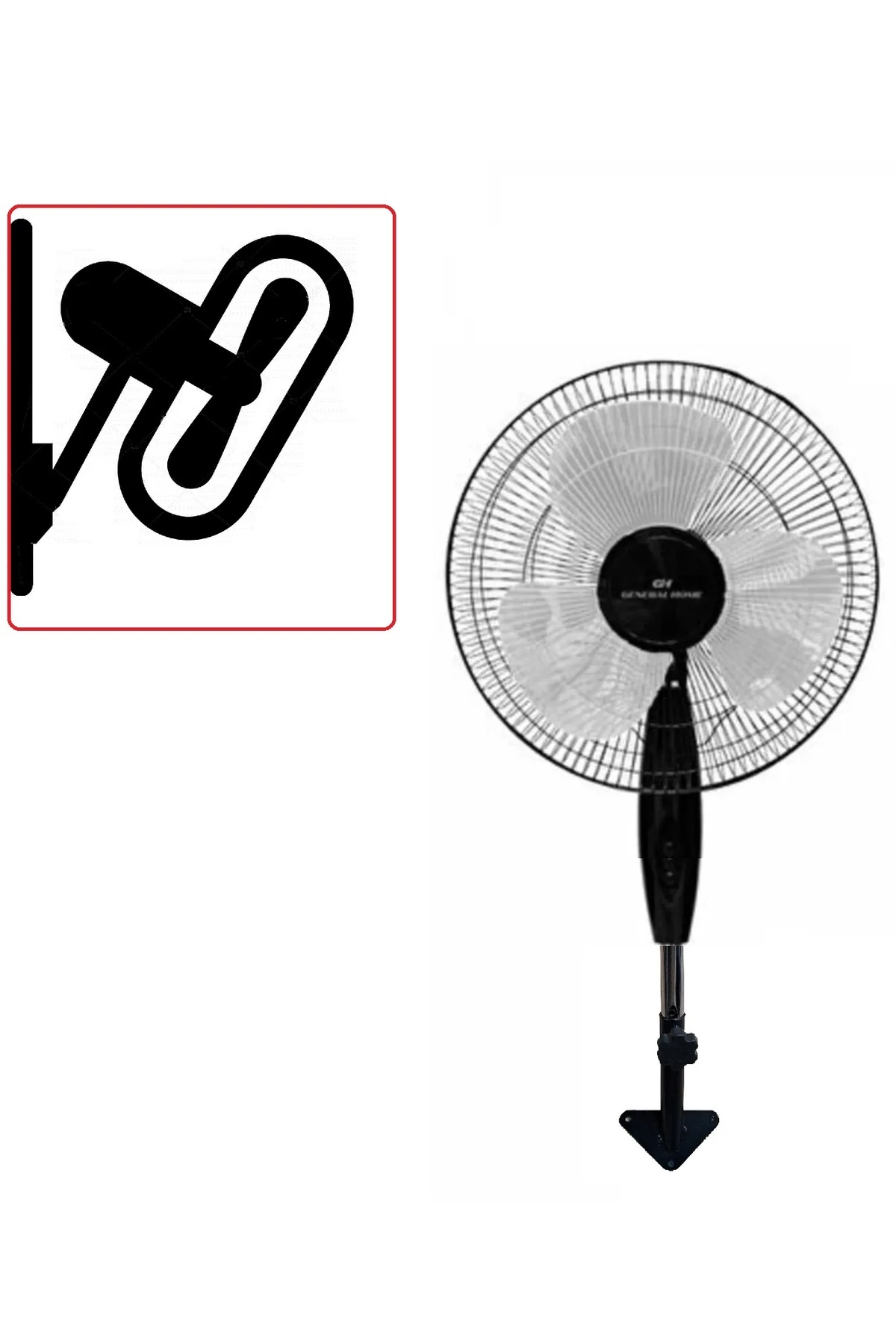 Duvar Montajlı Hava Vantilatörü 3 Kademe Hız Ayarlı Pervane Sağ Sol Dönme 45w Siyah Renk