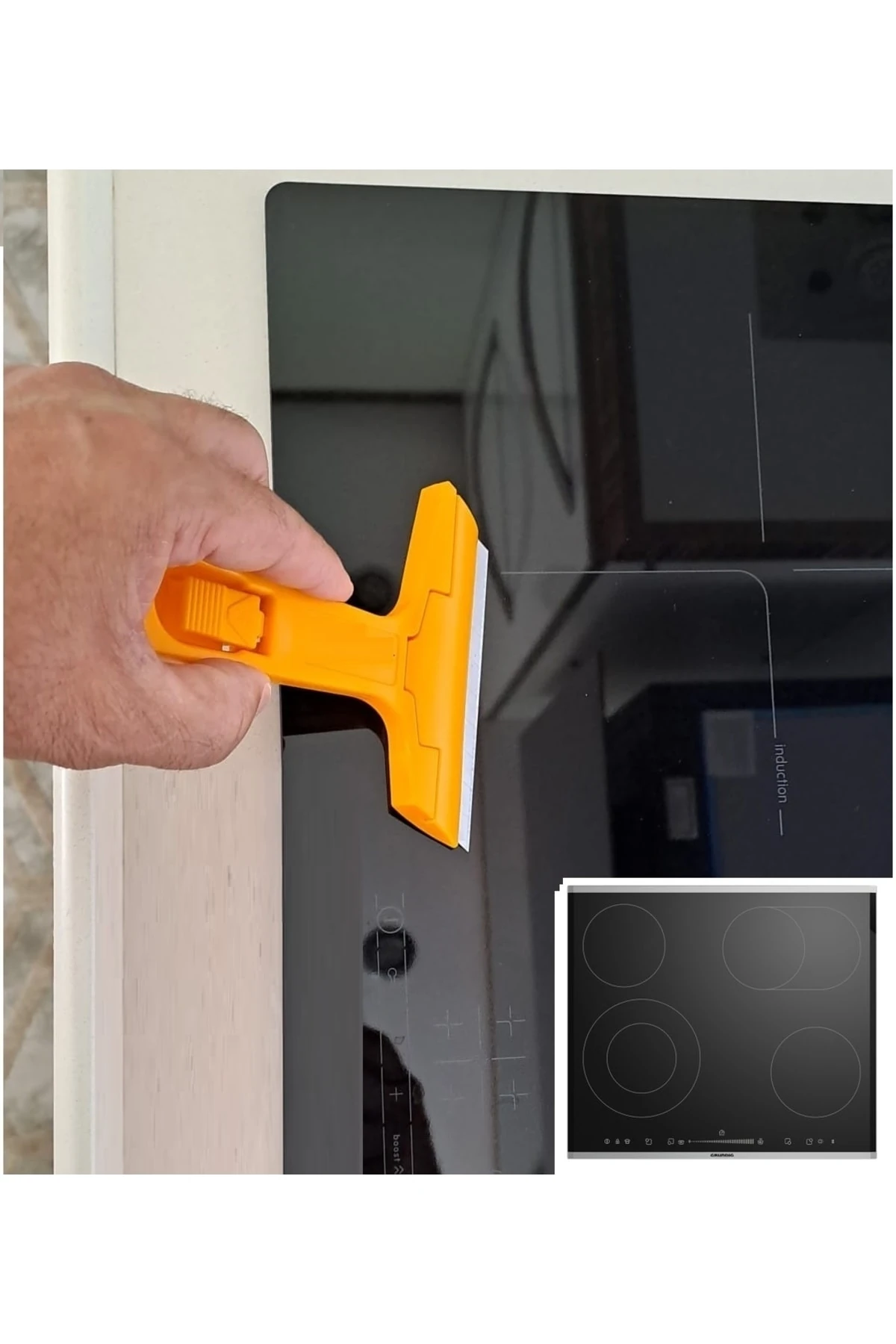 Cam Ocak Kazıma Bıçak Seti 100mm Kalıntı Temizleme Sıyırma Aleti Profesyonel 12 Adet Yedekli