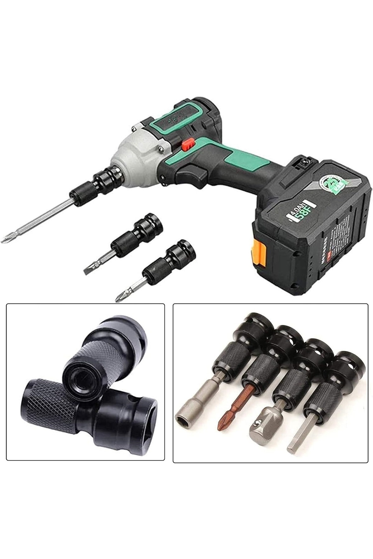 Torklu Somun Sıkma Bijon Sökme Darbeli Matkap için Bits Adaptörü 4lü Set Yaylı Ağır hizmet Mandreni