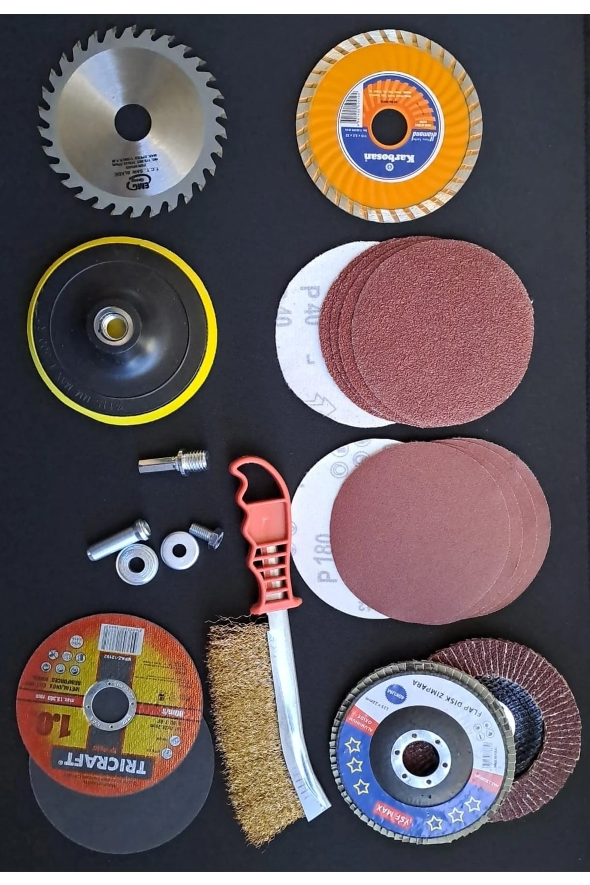 20 Parça Spiral Avuç Taşlama Spiral Cırt Zımpara Ahşap Inox Metal Mermer Kesici Kesme Flap Disk