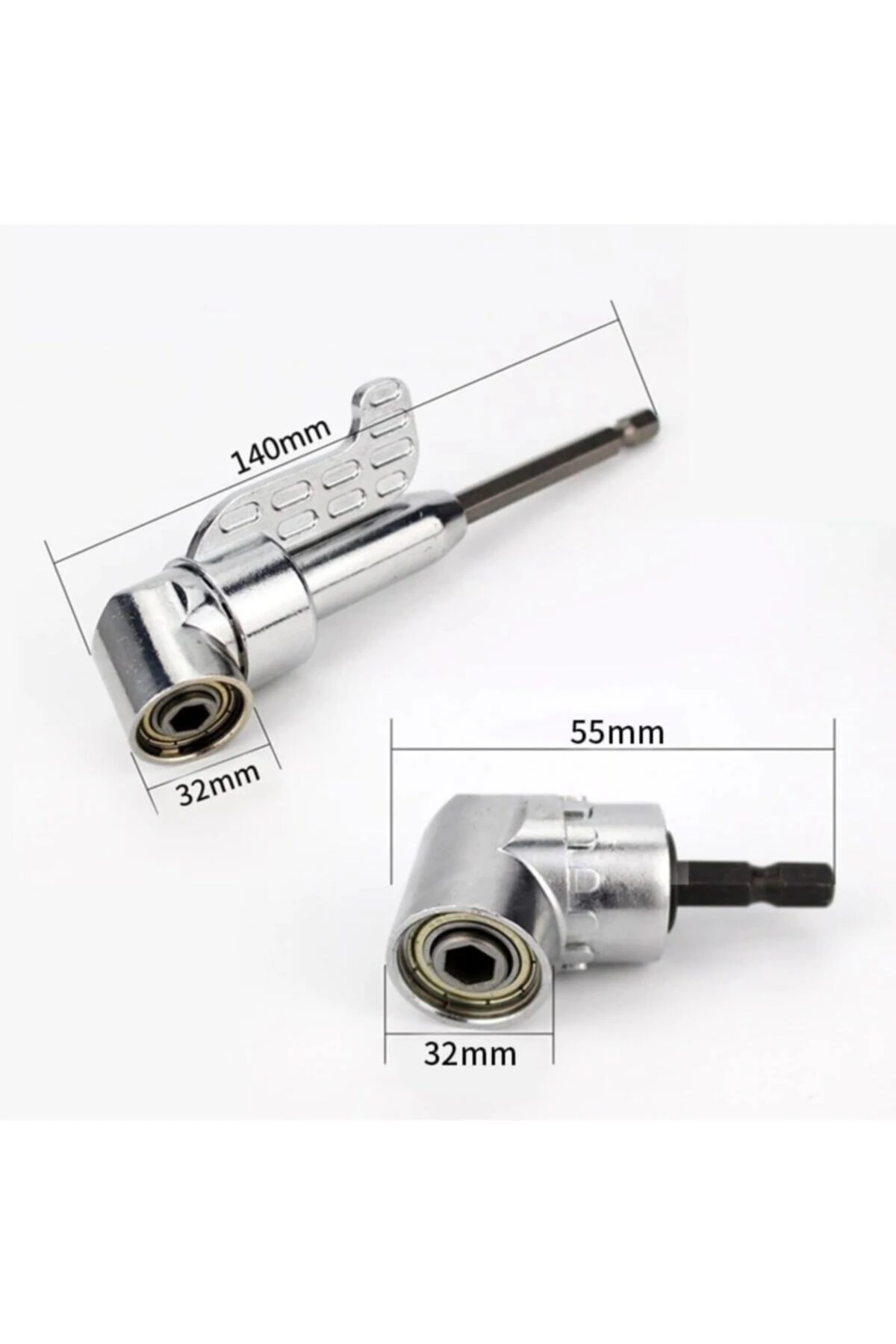 Köşe Vidalama Delme Kör Nokta Aparatı 1/4 Hex Matkap Adaptörü Kısa Ve Uzun Altıgen Girişli 2li Set