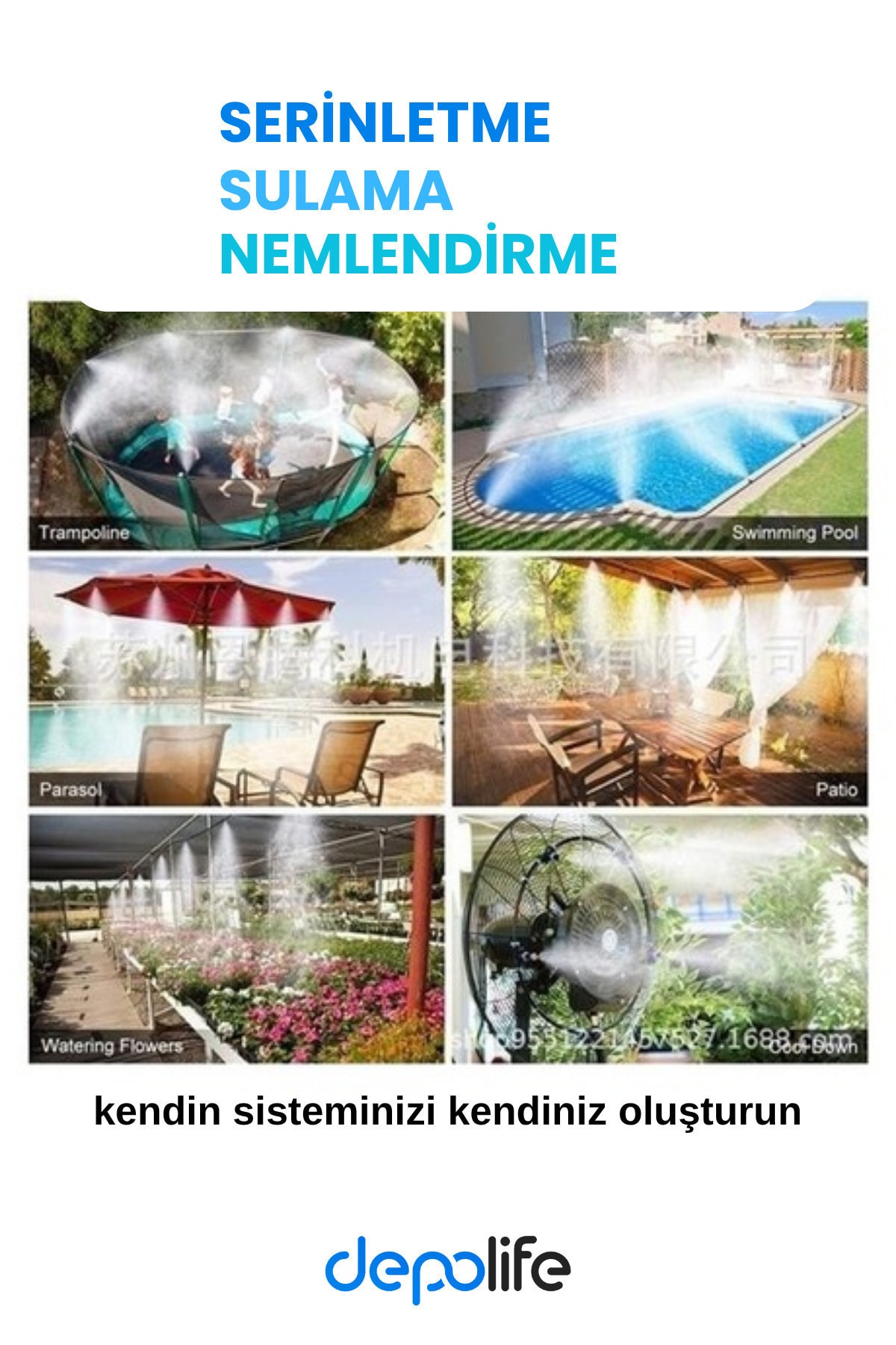 10 Metre Bahçe Balkon Veranda Kamelya Çardak Nemlendirme Sulama Serinletme Sis Püskürtme Sistemi