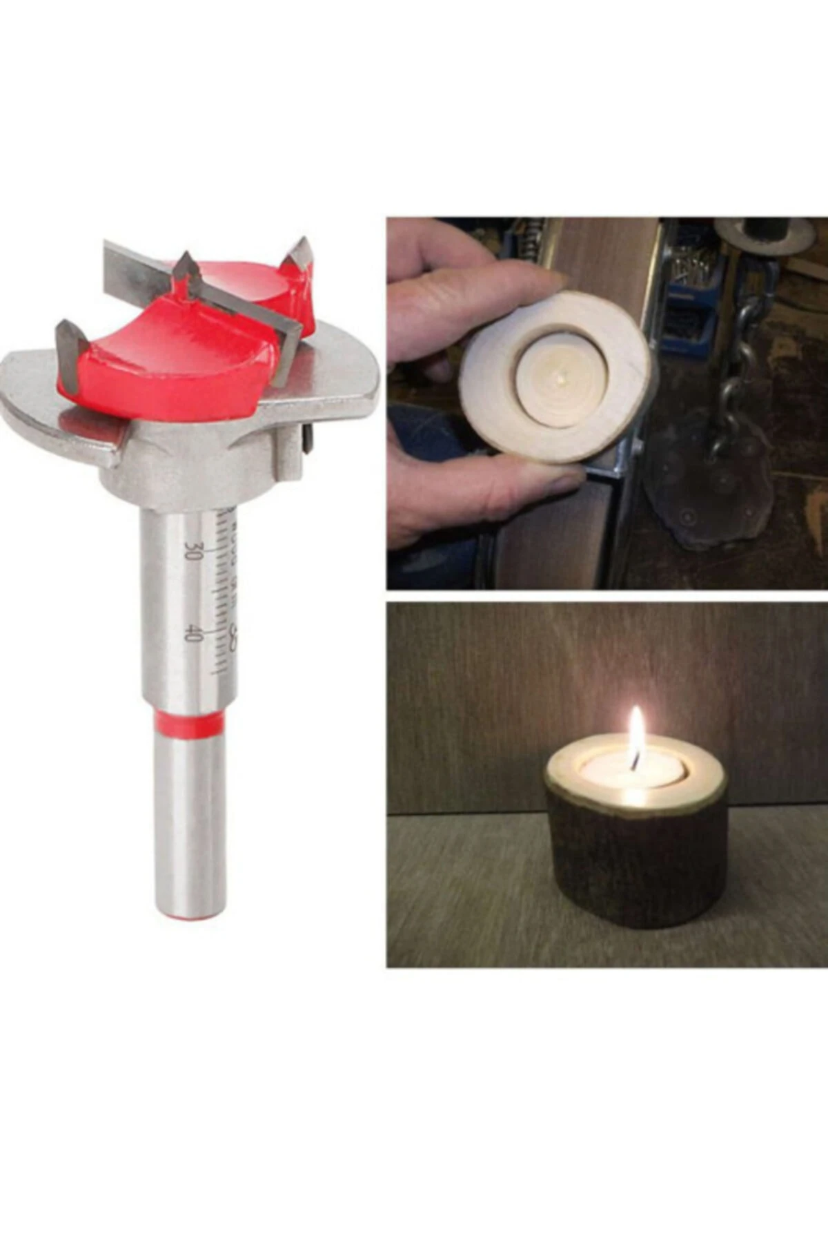 Ahşap Freze Ucu 15mm Panç Karot Stoperli Matkap Yuvarlak Açma Bıçağı Derinlik Ayarlı Panc Bıçak