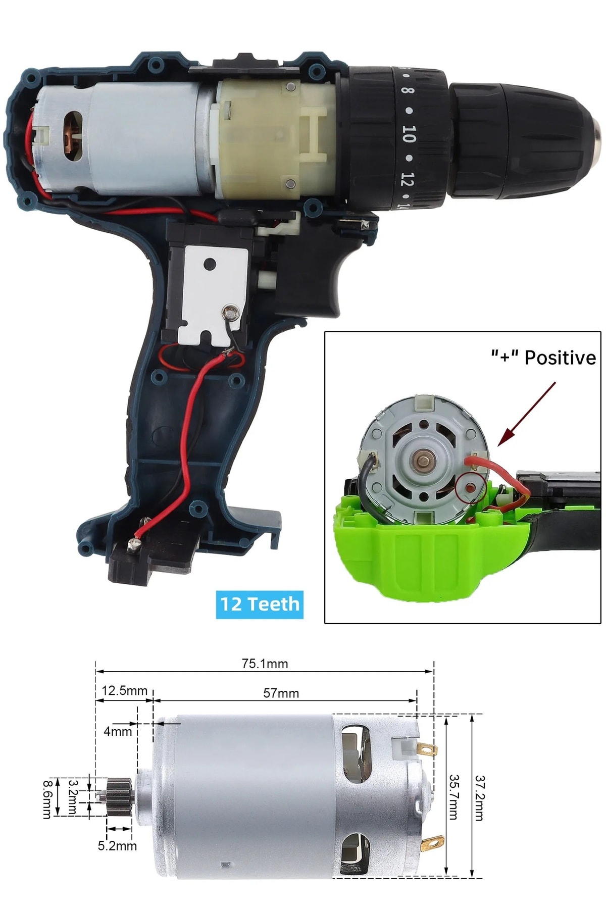 şarjlı Matkap motoru RS550 DC Motor 12V mikro Motor Akülü Matkap motoru 12 diş çarklı
