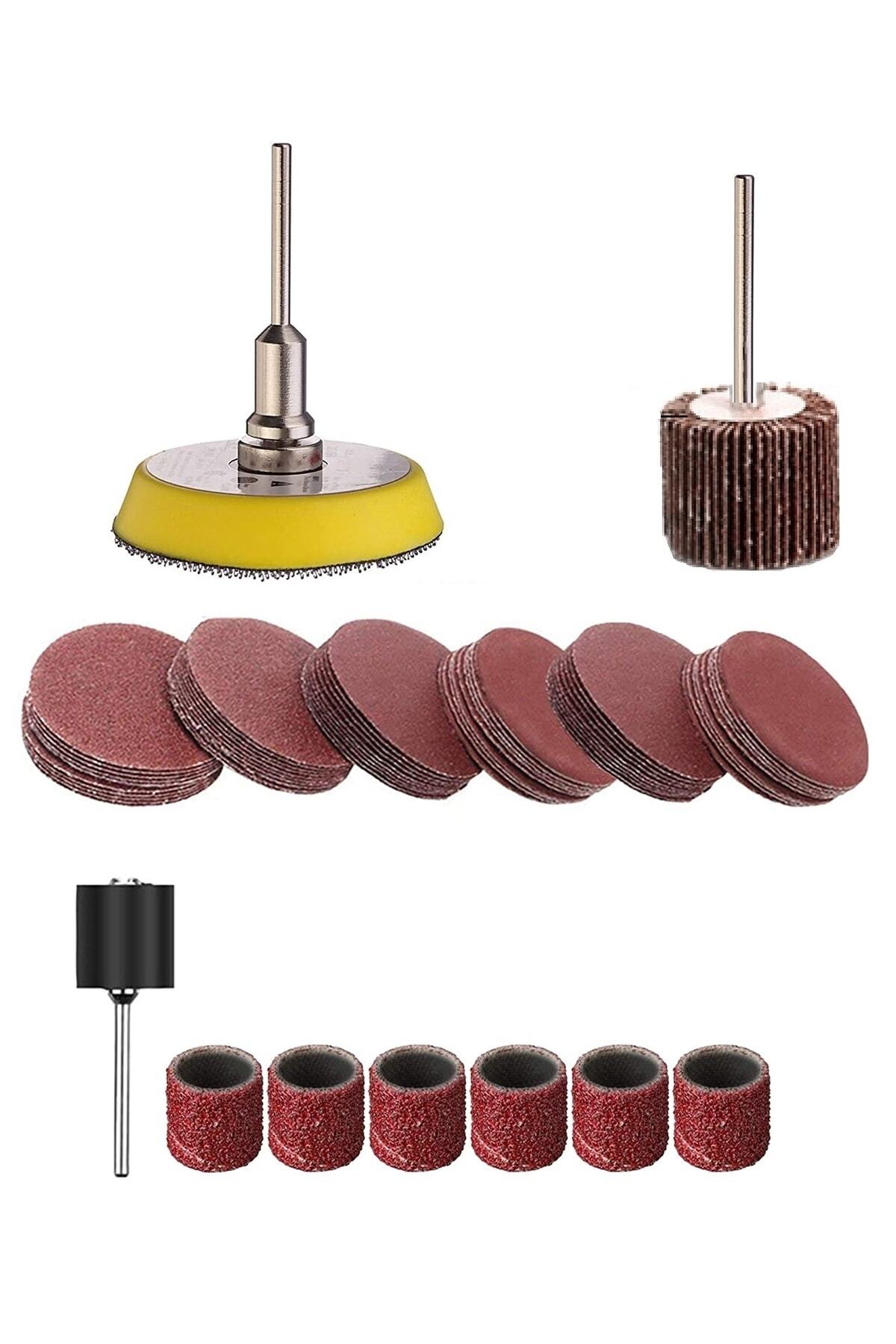 Mini Gravür Makineleri Için Mop Cırt Taban Flap Disk Silindir Zımpara Seti 70 Parça Takım