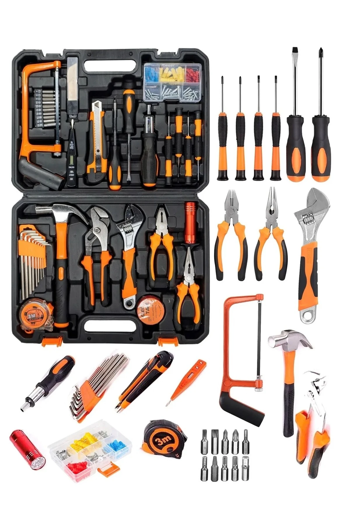 05 Parça Profesyonel Çanalı Alet Takımı Pense ingiliz lokma saatçi çekiç yan keski boru anahtar seti