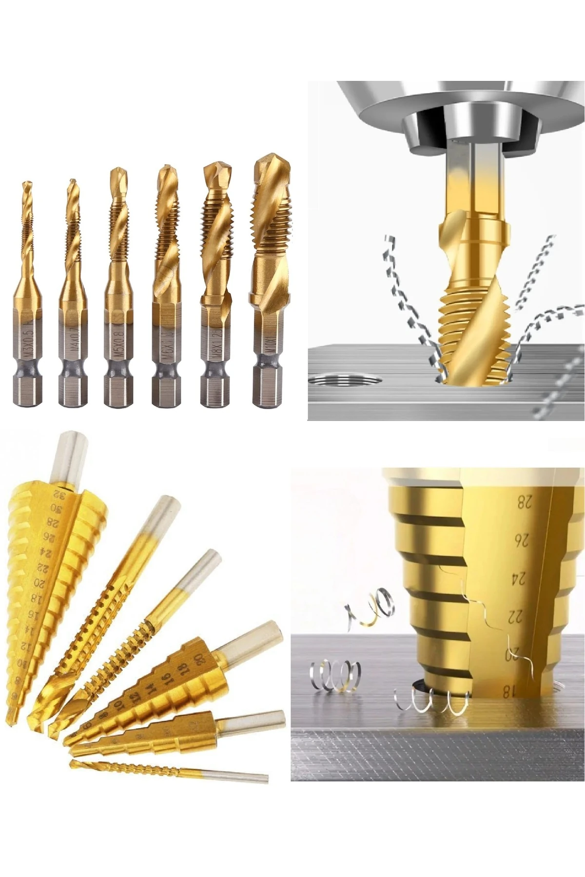 Klavuz açma seti ve Pah delme Freze Matkap uç Seti Titanyum 12 Parça