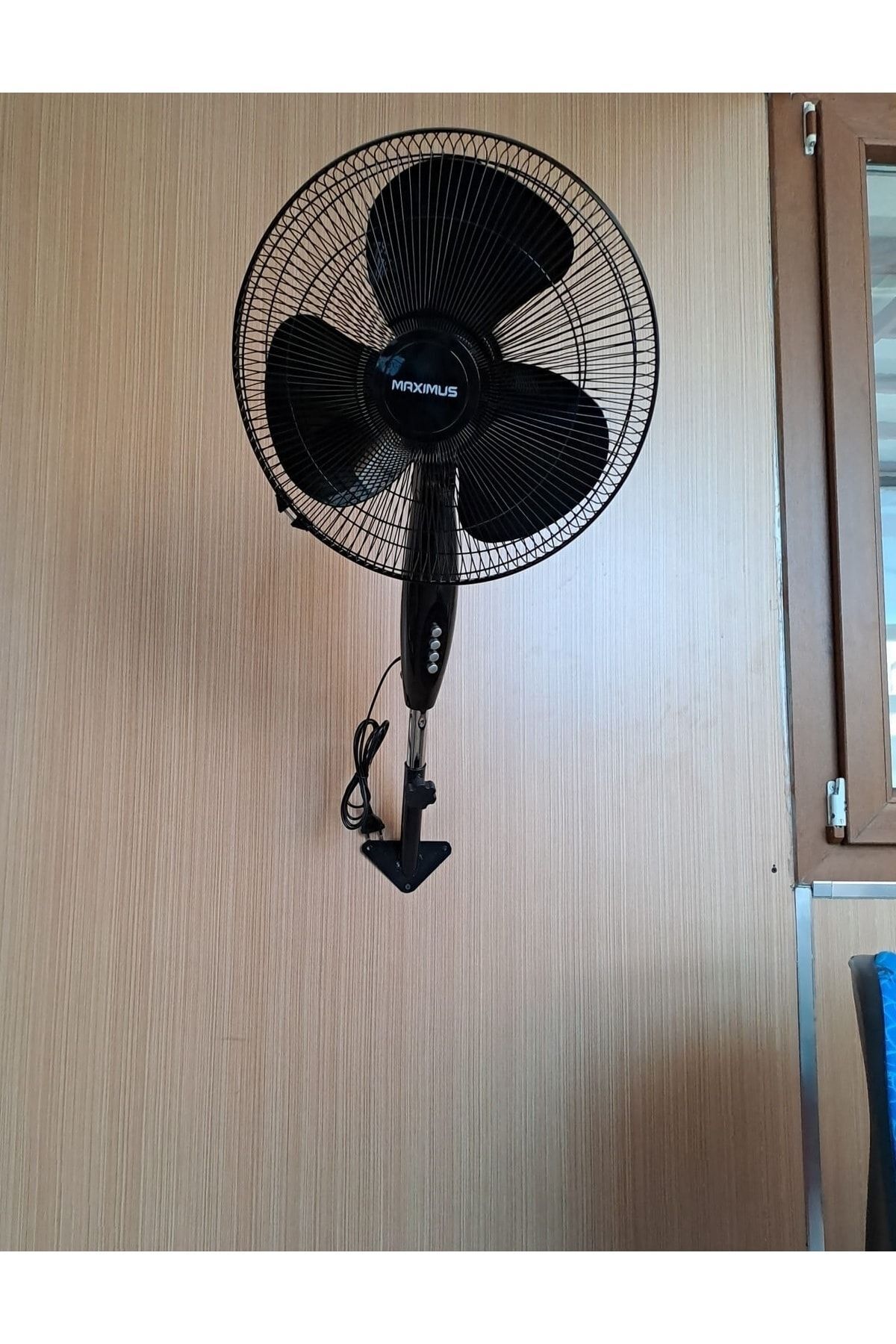 Duvar Için Hava Vantilatörü 90 Derece Döner Kafa Duvar Montajlı Pervane 40cm 55w Siyah Fan