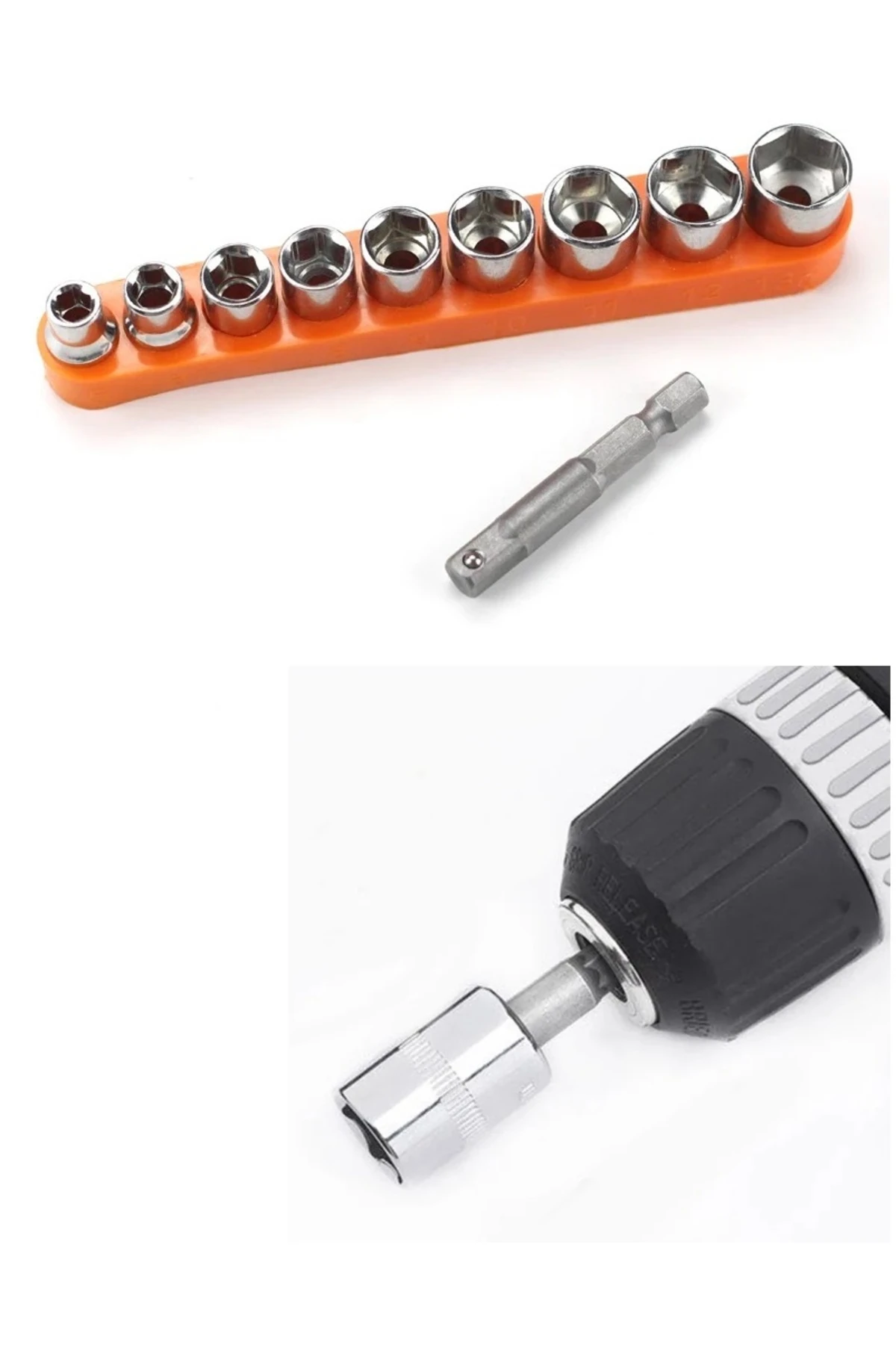 9 parçalı 1/4 soket Lokma Seti ve Matkap Adaptör seti