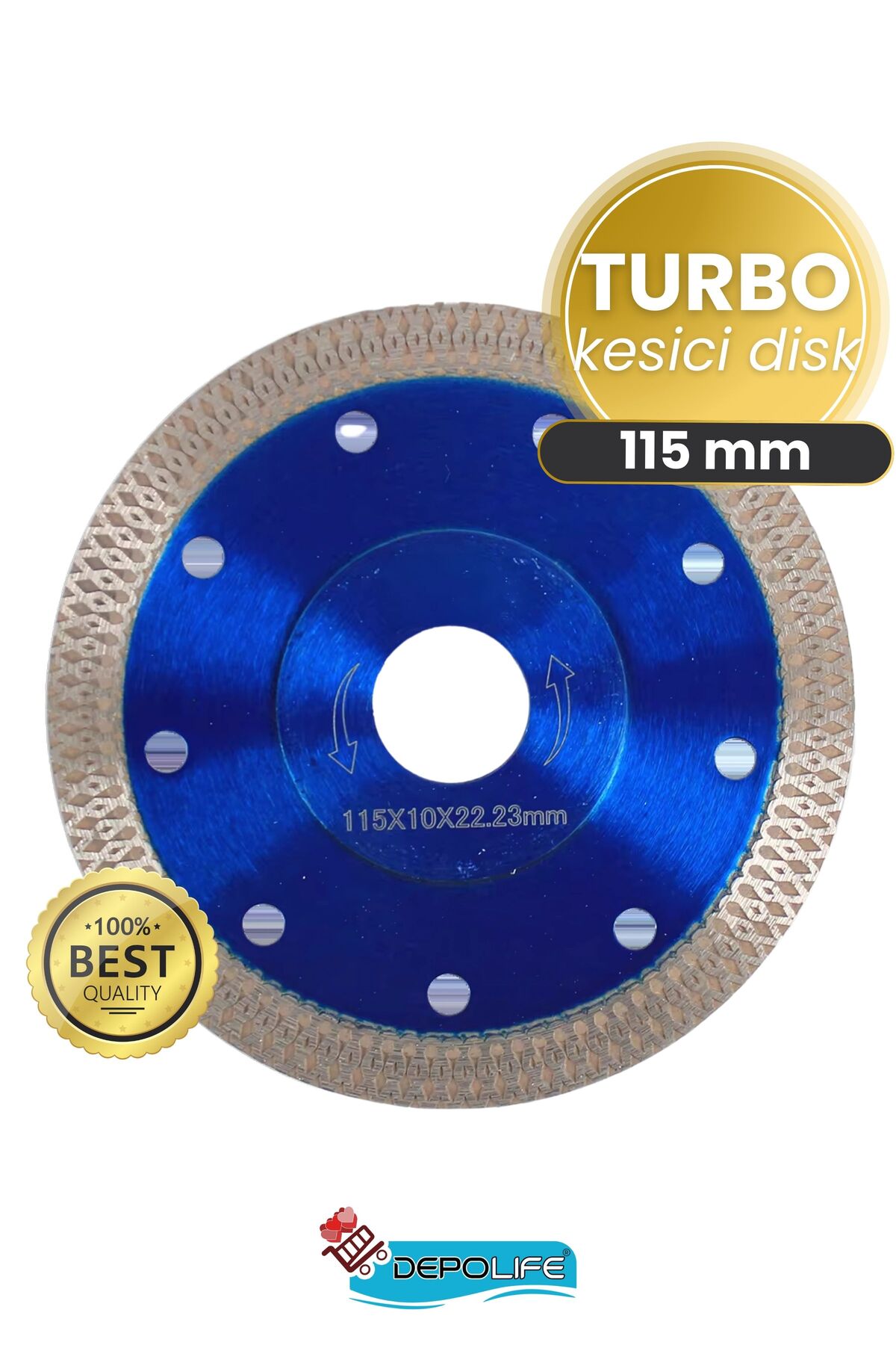 Fayans Granit Mermer Taş Kesme Testeresi Elmas Örgülü Turbo Kesici Disk 115mm