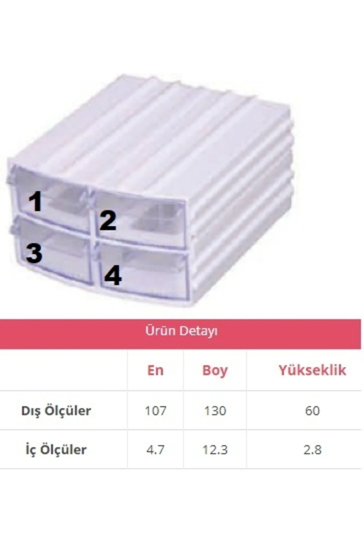 Şeffaf Çekmeceli Organizer Kutu 4 Kutu 16 Bölmeli Dremel Gravür Boncuk Mücevher Saklama Kutusu