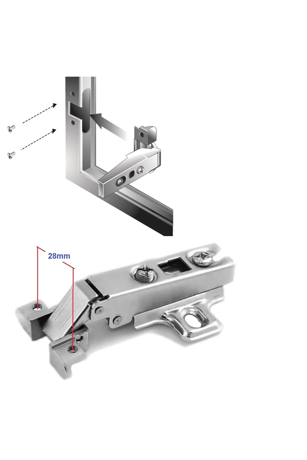 Alüminyum Çerçeve Kapak Menteşe Seti 2 Adet Düz Metal Kapak Menteşe Takımı 2li