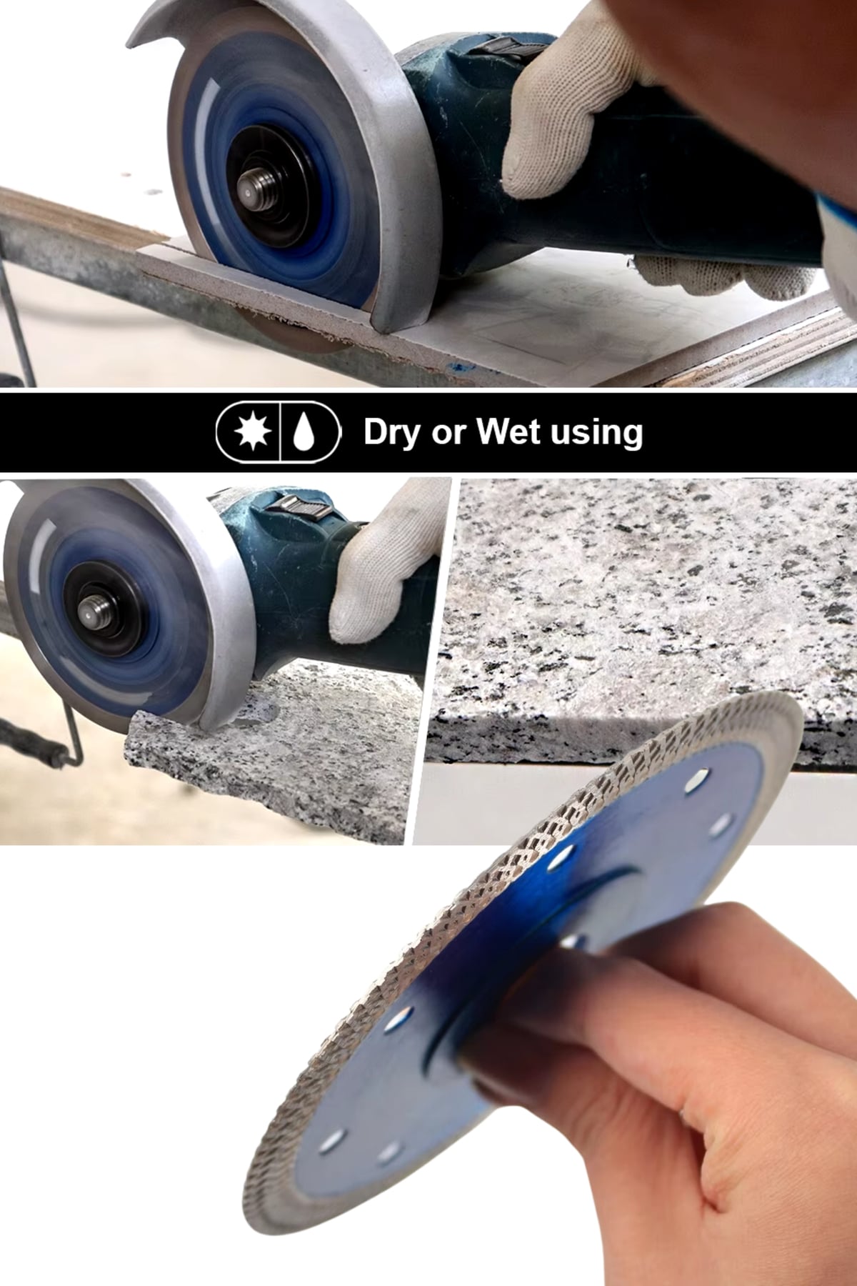 Fayans Granit Mermer Taş Kesme Testeresi Elmas Örgülü Turbo Kesici Disk 115mm