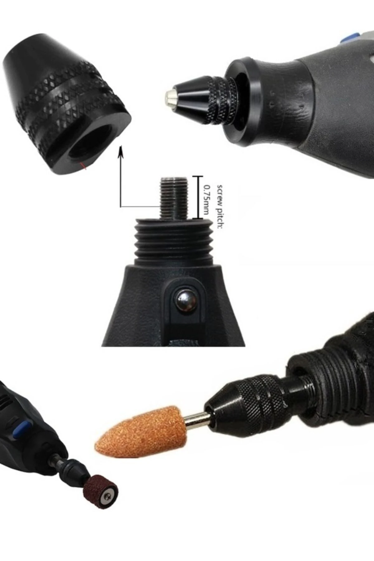 Atlas 135 G Mini Taşlama Gravür Makinası Mandren Att 135 G Kısa Kuyruk Otomatik Mandrel 3 Çeneli