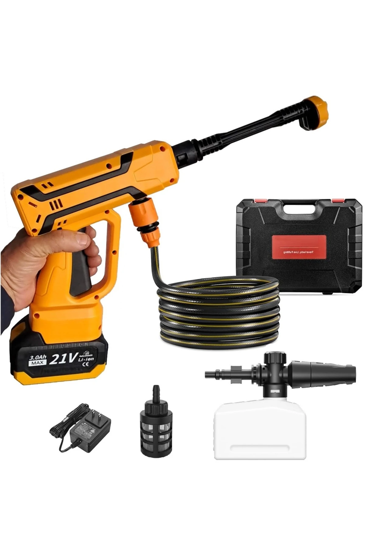 Basınçlı Araç Yıkama Makinesi Akülü Şarjlı Kablosuz Yüksek Basınçlı Tabanca Köpüklü Yıka