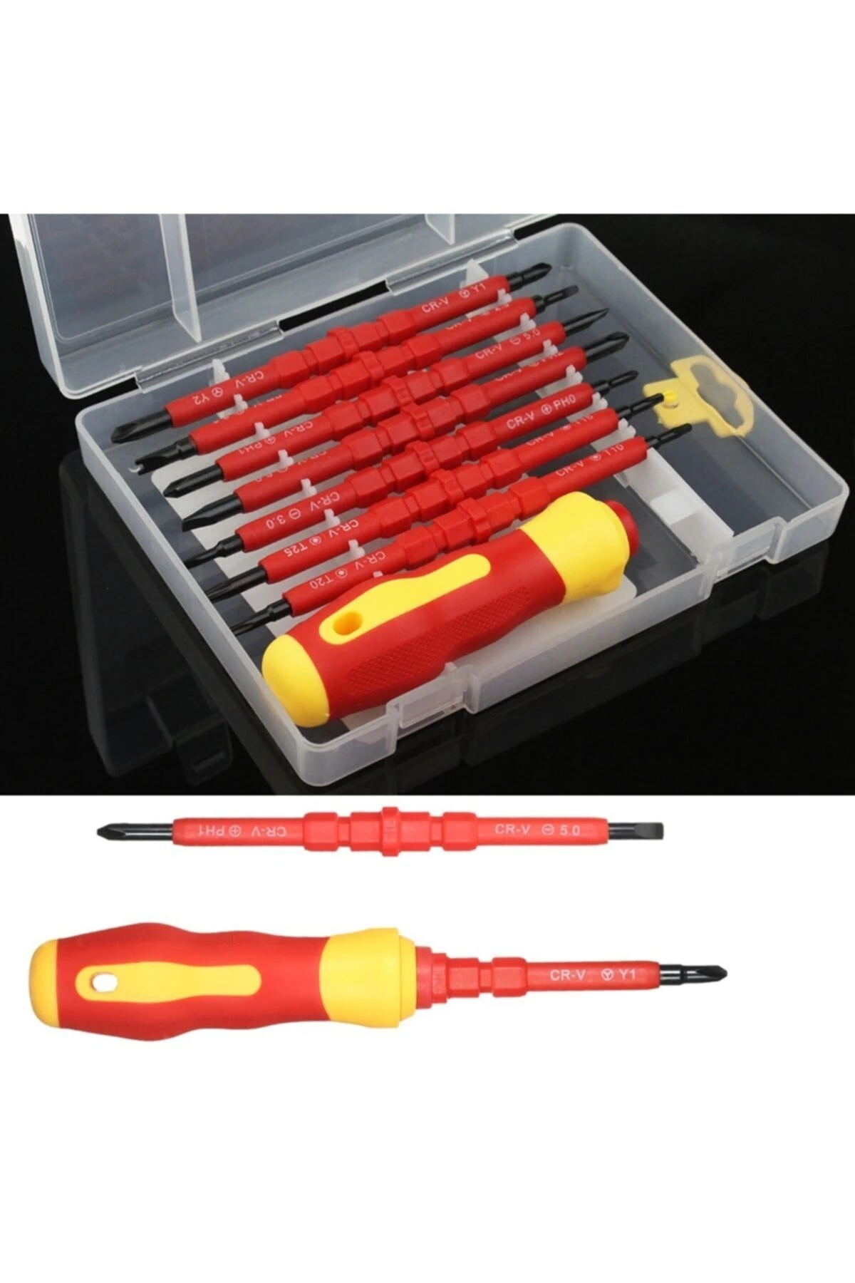 Izoleli Tornavida Seti Elektrikçi Hassas Tornavida Takımı Manyetik Uçlu 8 Parça 14 Çeşit Uç Seti