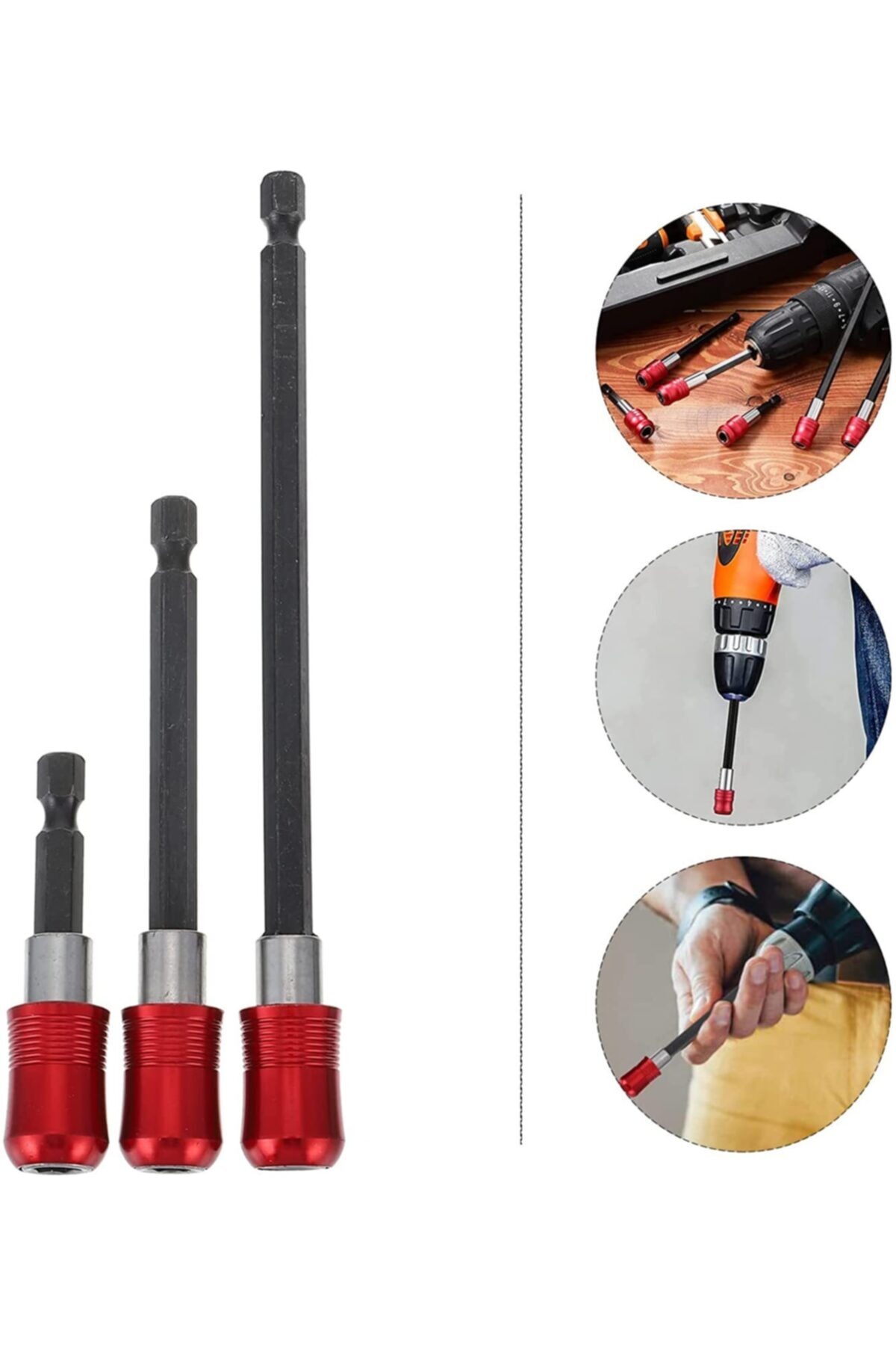 Hızlı Vidalama Adaptörü Altıgen 1/4 Hex Bits Aparatı Şaftlı Manyetik Tornavida Ucu Matkap Bit Tutucu
