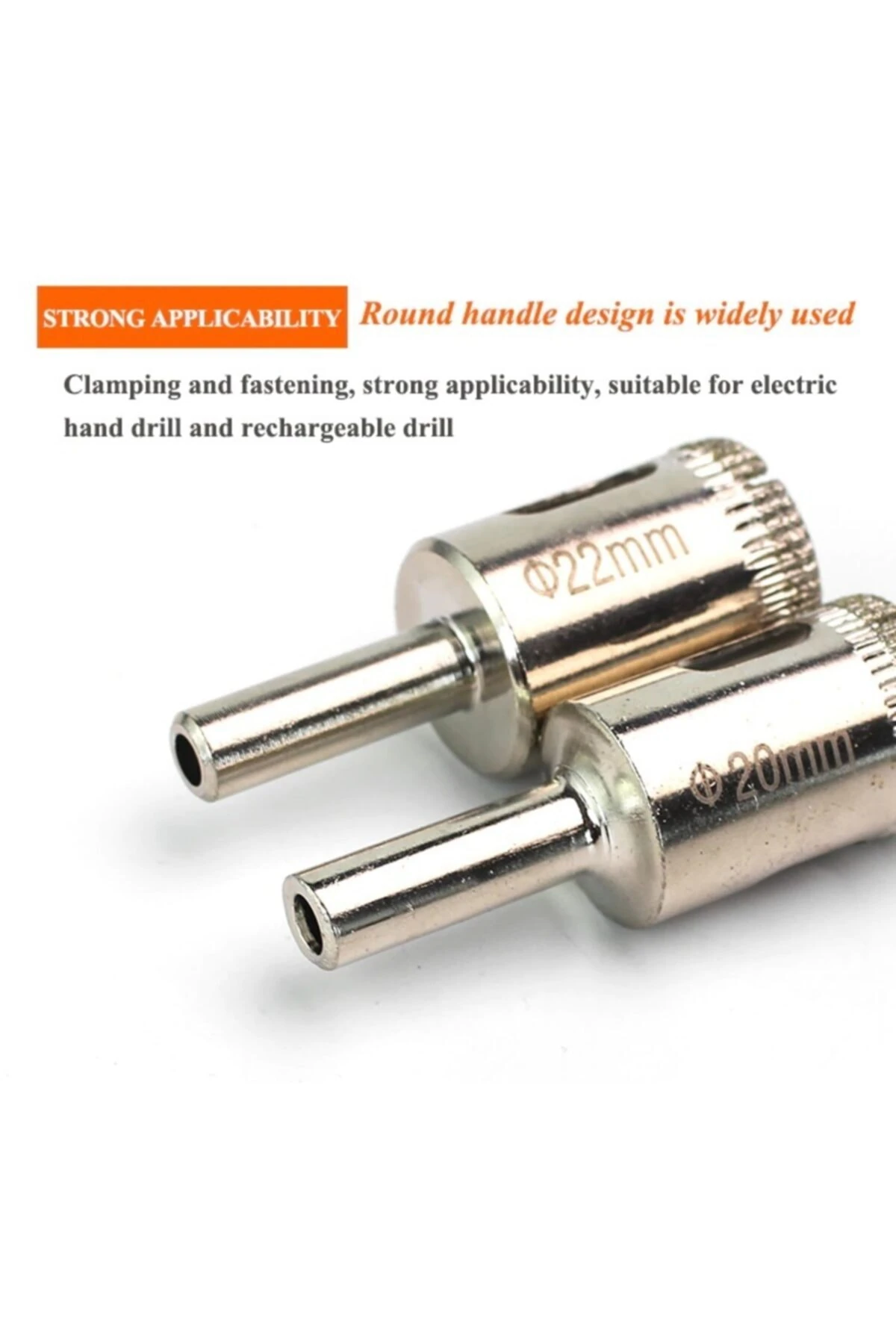 Mermer Granit Fayans Porselen Cam 20mm 22mm Yuvarlak Delme Pancı Elmas Uçlu Delik Açma Karot Ucu 2li