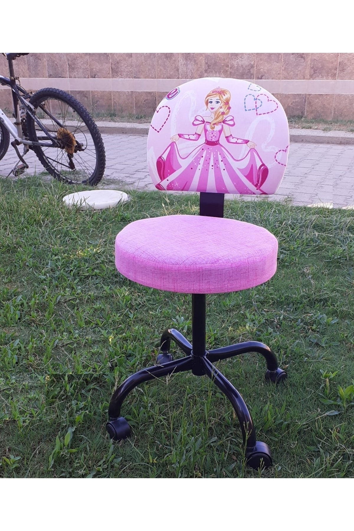 Prenses Sindirella Desenli Çocuk Ders Çalışma Oyun Faliyet Koltuğu Çocuk Odası Için Koltuk Pembe
