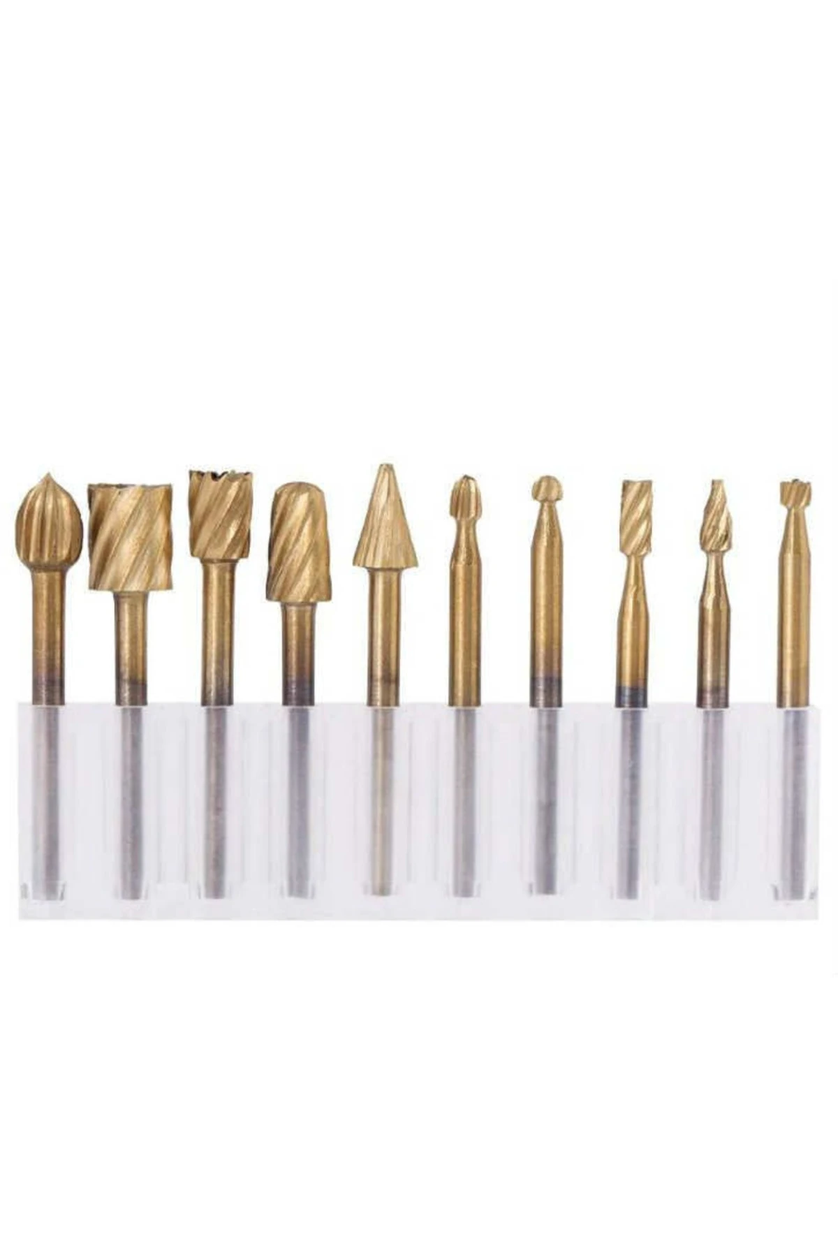 Titanyum Kaplı Freze Uç Seti 10 Parça Dremel Kalıpçı Uyumlu 3 Mm Şaft Freze Ahşap Oyma Set