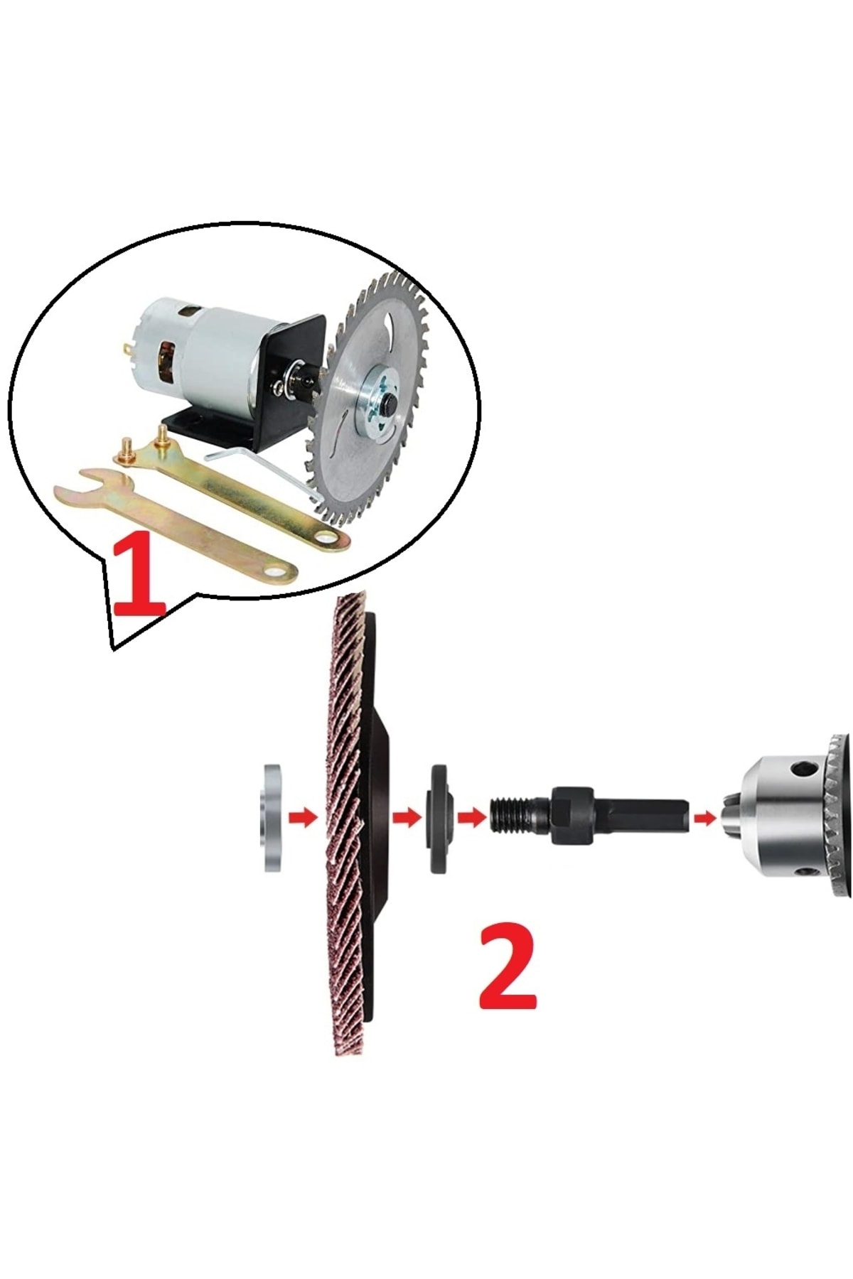 6mm Motor Kaplini Ve Matkap Için 2li Disk Bağlama Adaptör Aparat Seti Okul Proje Ödev Uygulama Arge